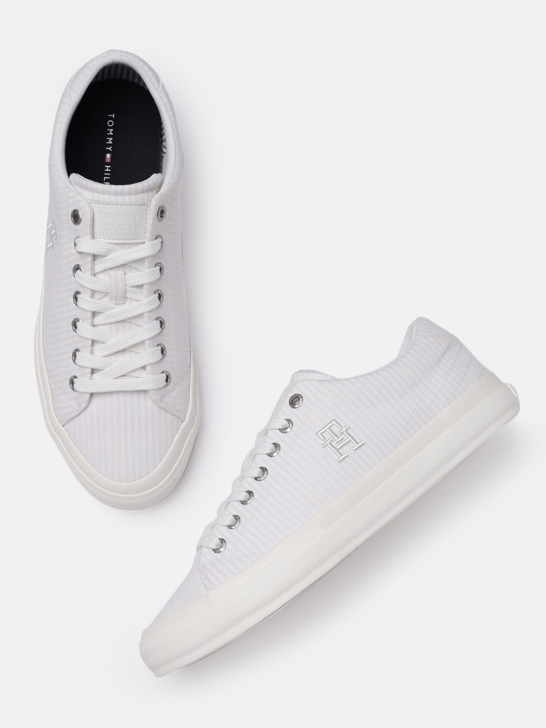 

Tommy Hilfiger Men Seersucker Striped Sneakers, White