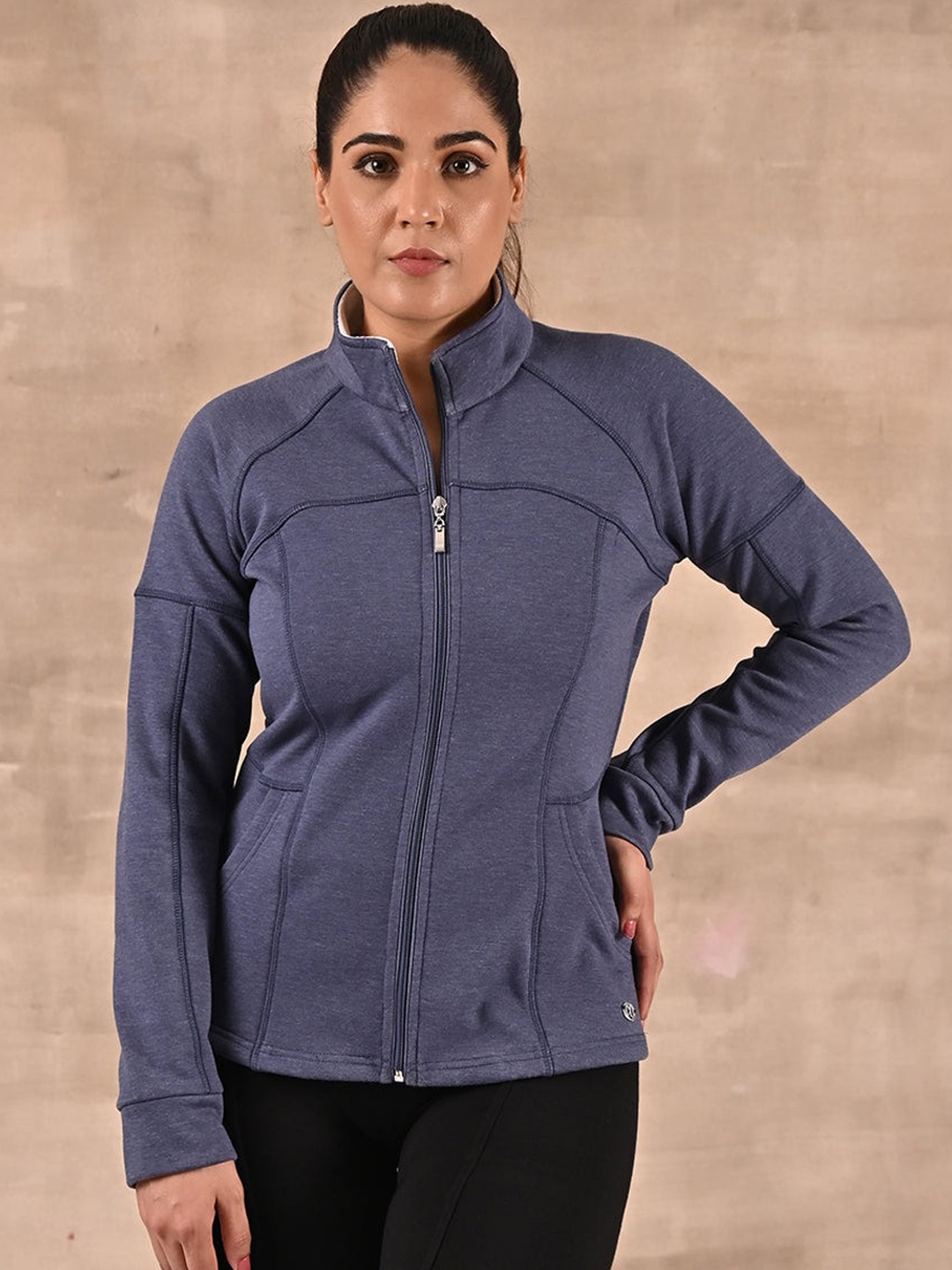 

Lakshita Women Plus Size Organic Cotton Tailored Jacket, Navy blue
