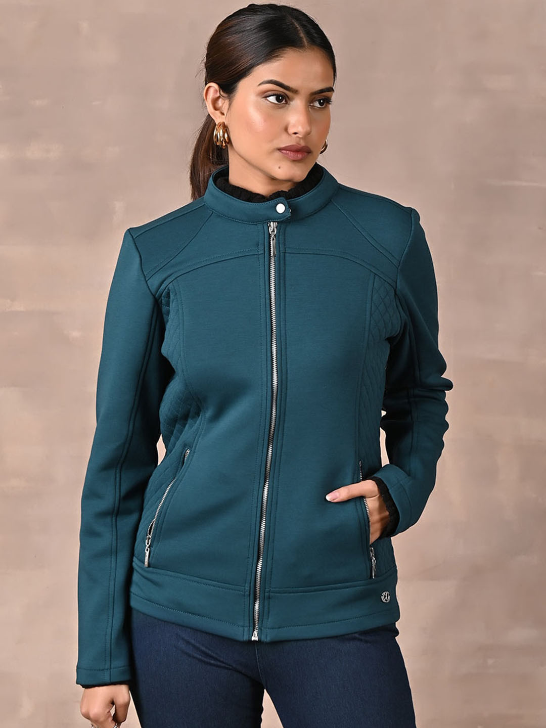 

Lakshita Women Mock Collar Outdoor Sporty Jacket, Teal