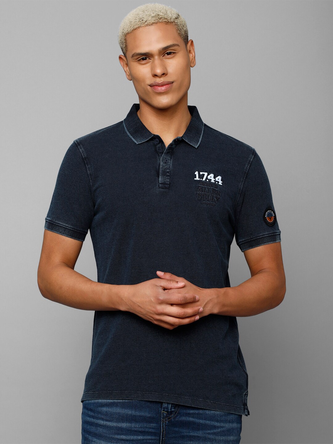 

Allen Solly Sport Men Polo Collar Pure Cotton T-shirt, Navy blue