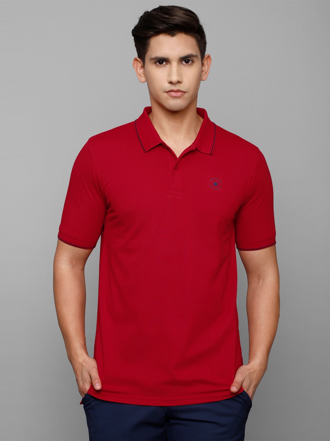 

Louis Philippe Men Polo Collar Pure Cotton T-shirt, Red