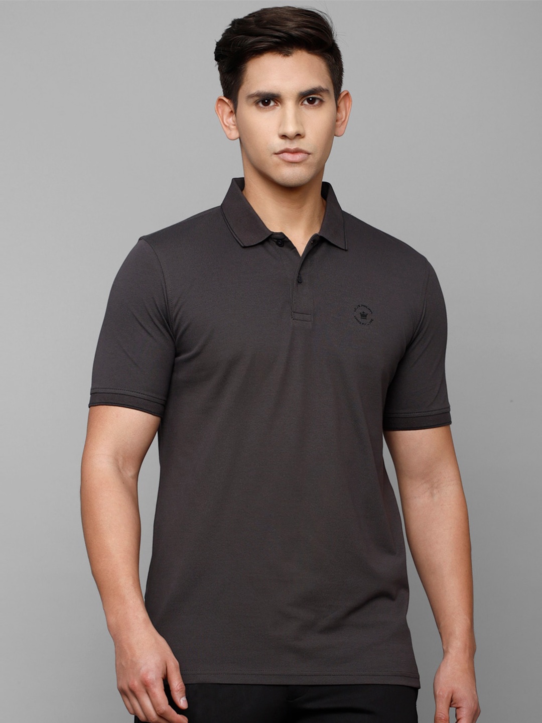 

Louis Philippe Men Polo Collar Pure Cotton T-shirt, Grey