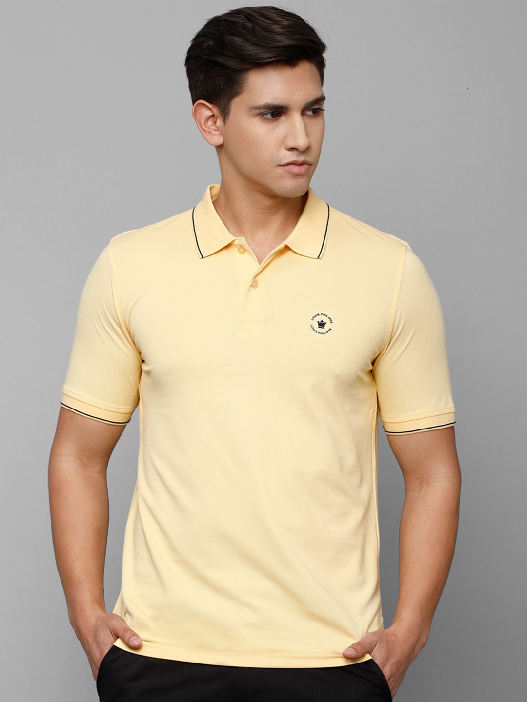 

Louis Philippe Men Polo Collar Regular Fit Cotton T-shirt, Yellow