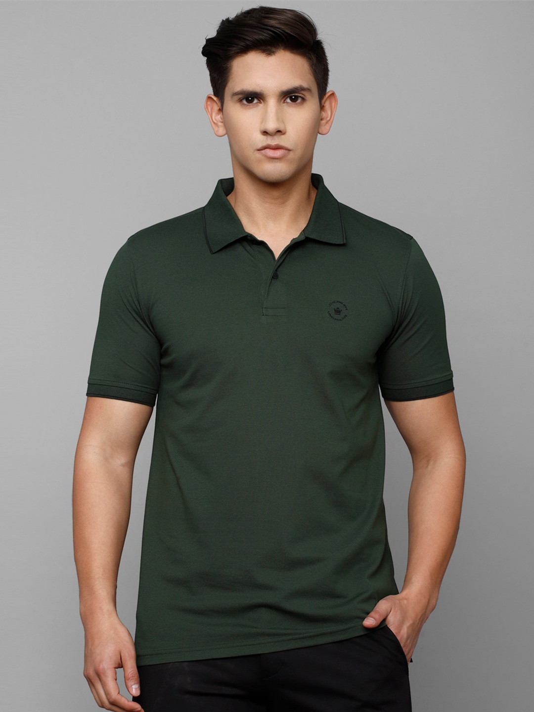 

Louis Philippe Men Polo Collar Regular Fit Cotton T-shirt, Green