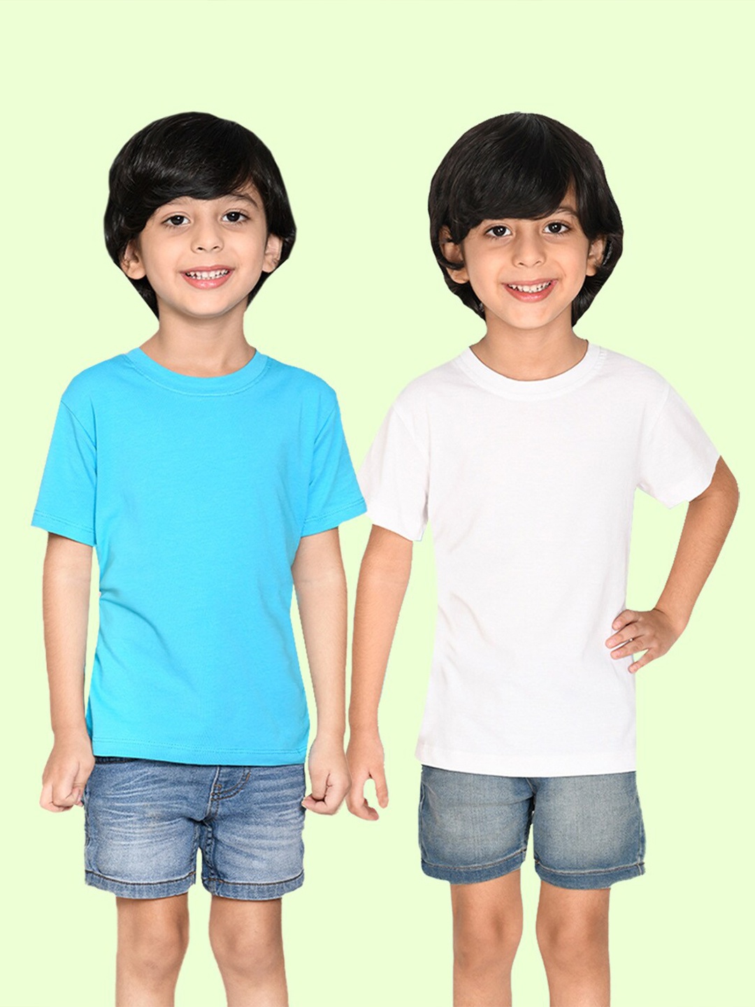 

NUSYL Boys Blue Pack of 2 Round Neck Cotton T-shirt