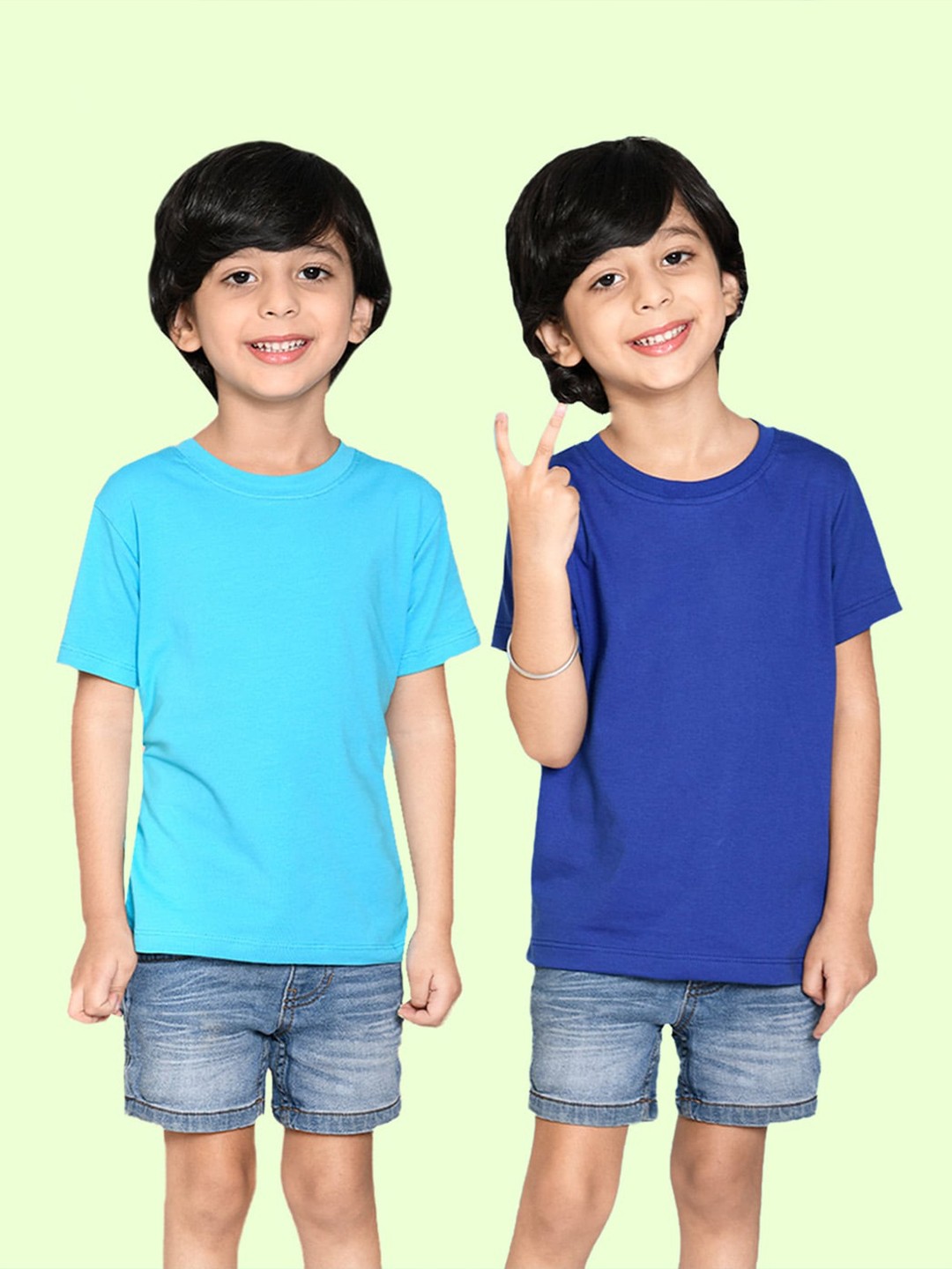 

NUSYL Boys Pack Of 2 Round Neck Drop Shoulder T-shirt, Blue