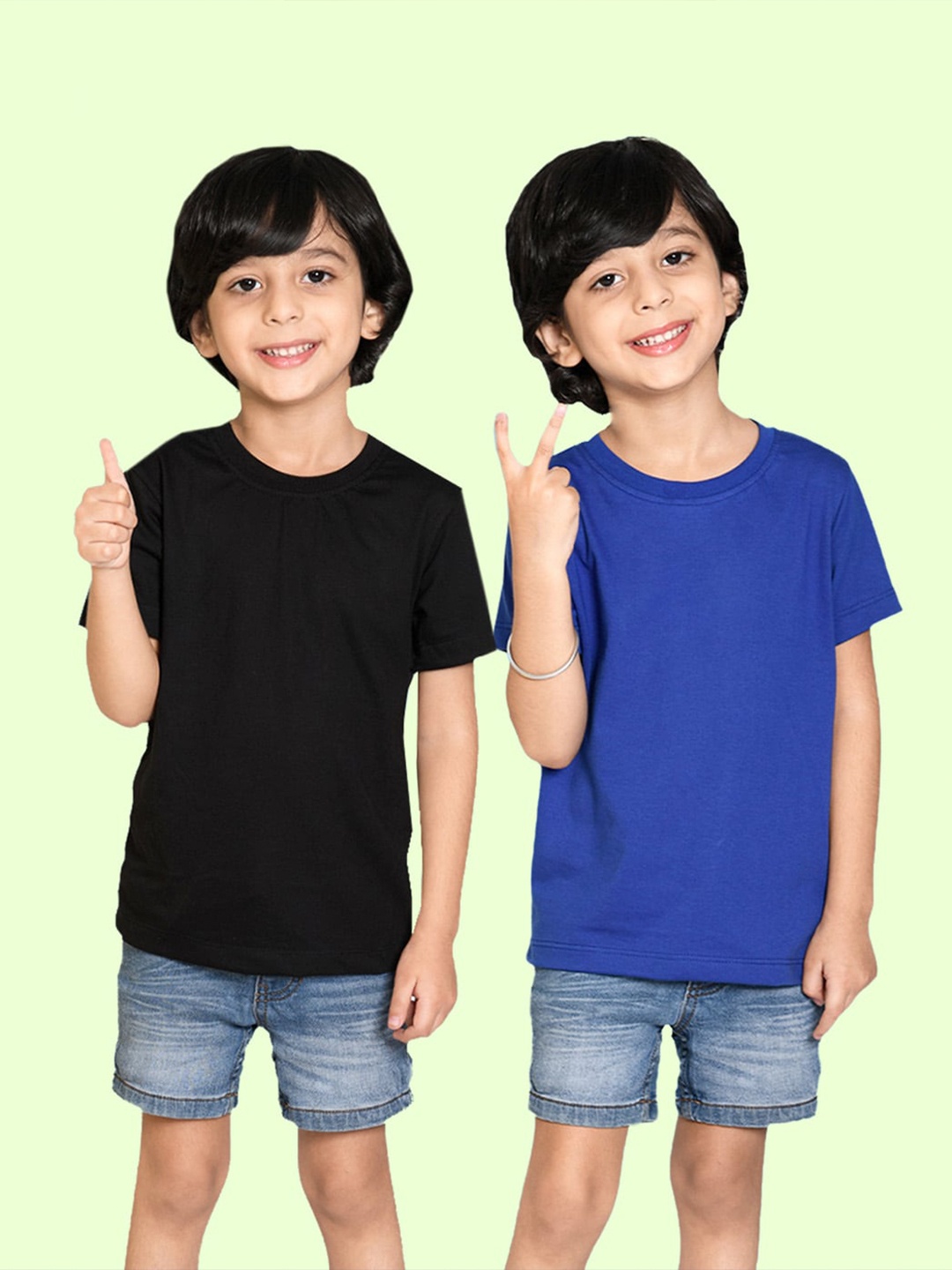 

NUSYL Boys Pack of 2 Round Neck T-shirt, Black