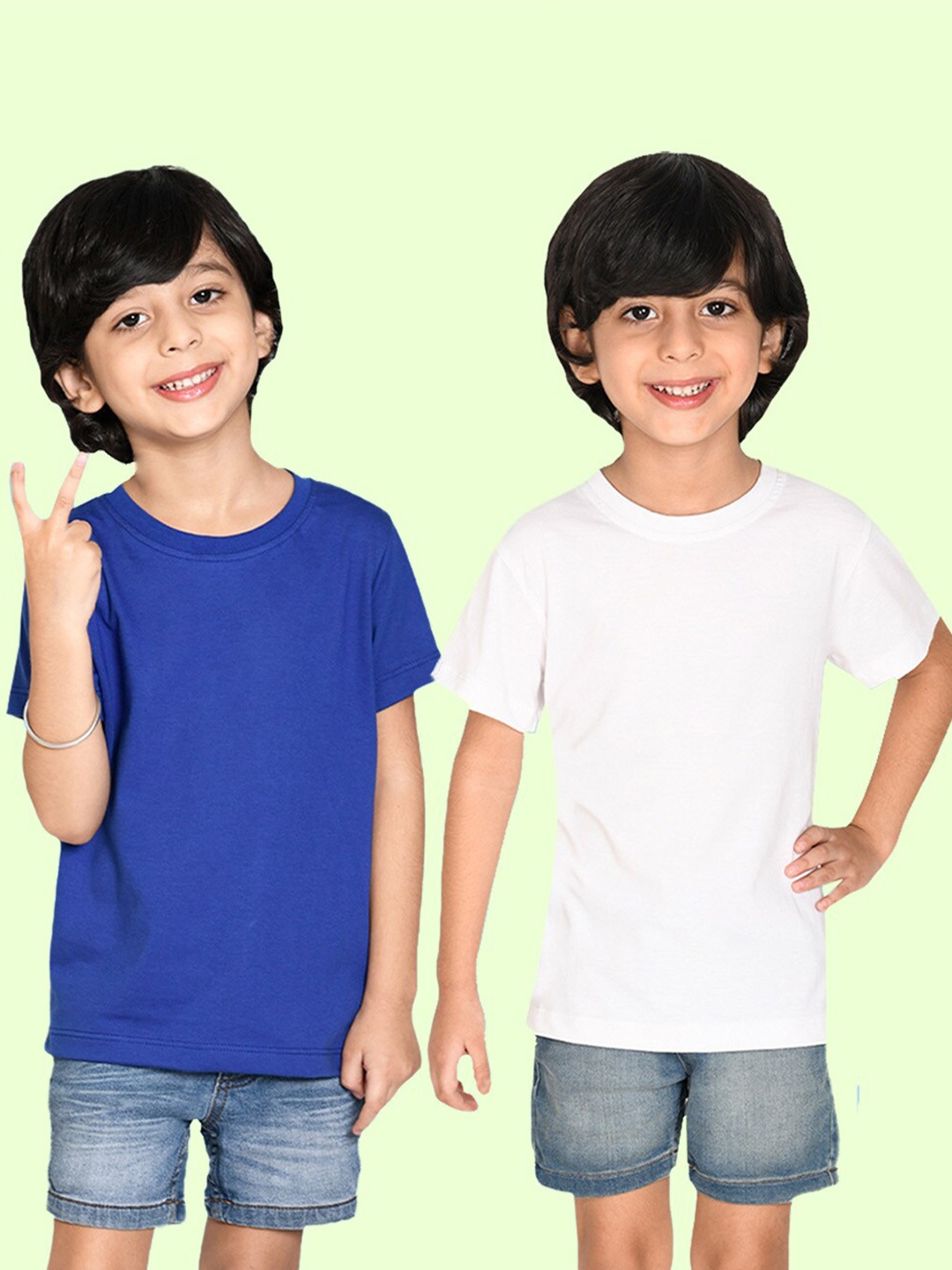 

NUSYL Boys Pack Of 2 Round Neck T-shirt, Blue