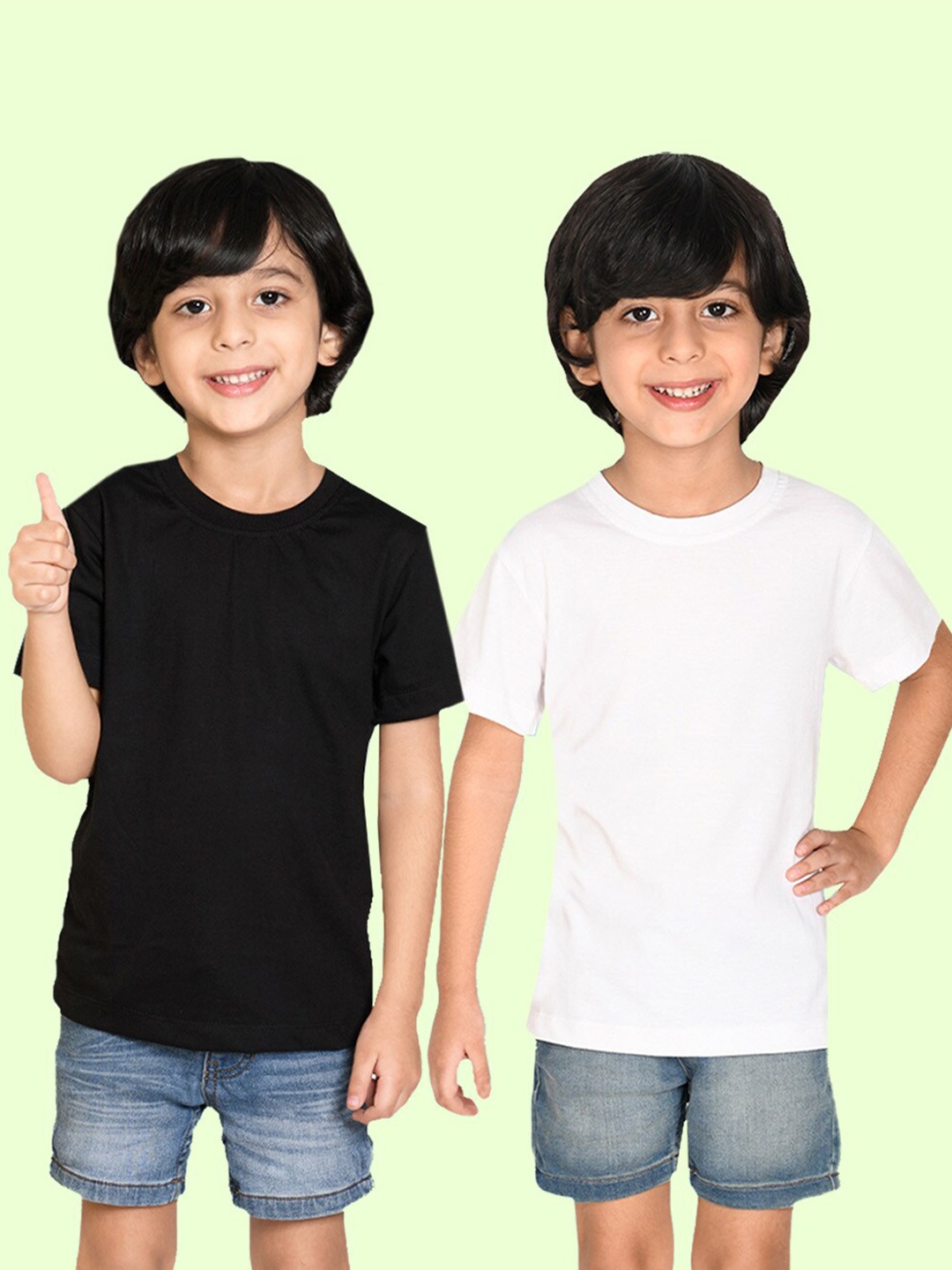 

NUSYL Boys Pack Of 2 Round Neck T-shirt, Black