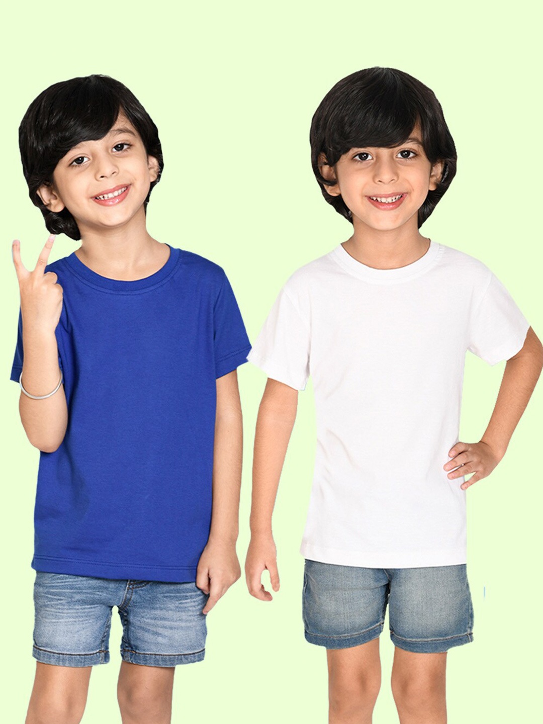 

NUSYL Boys Pack of 2 Round Neck Cotton T-shirt, Blue
