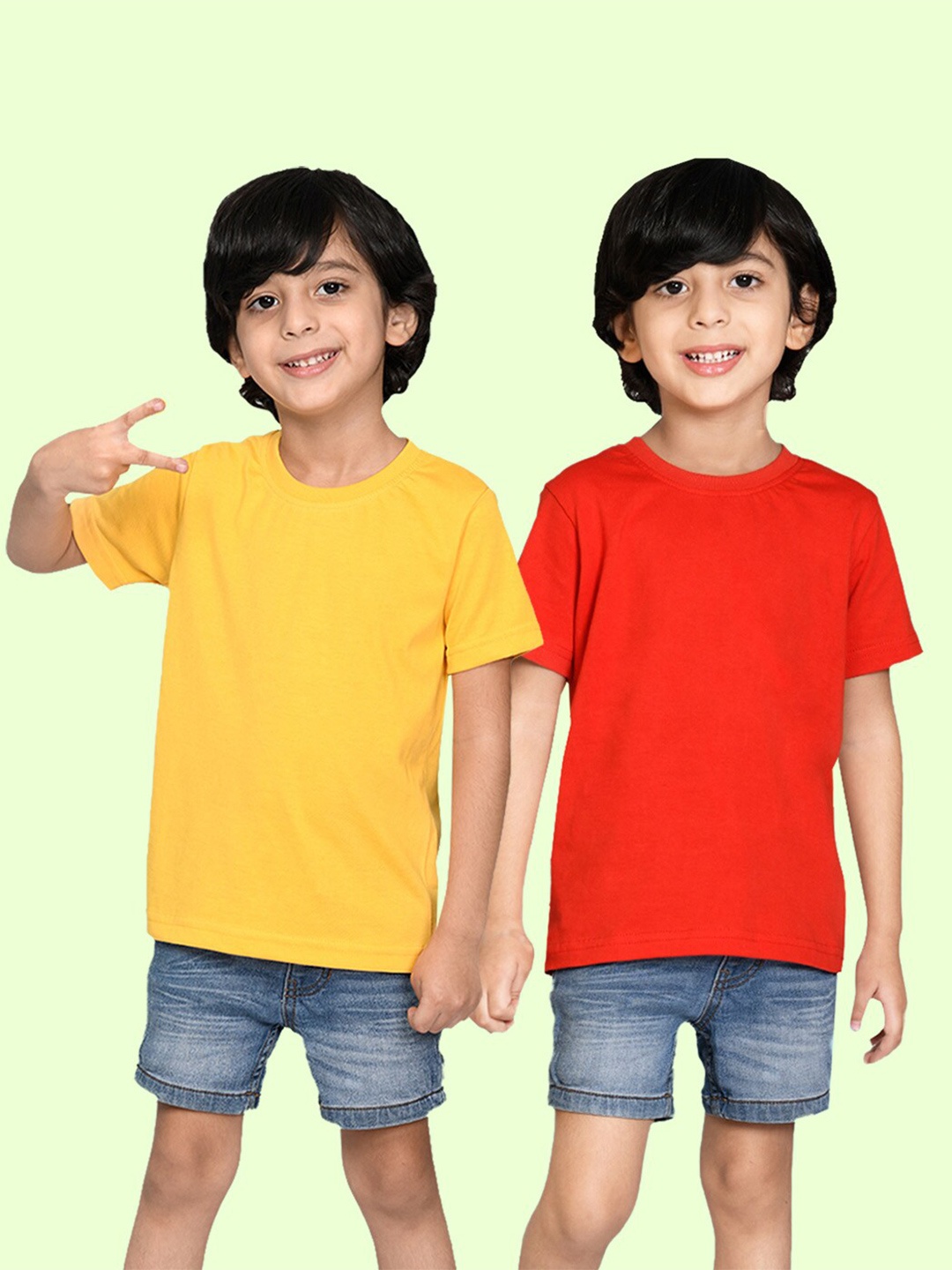 

NUSYL Boys Pack of 2 Round Neck T-shirt, Yellow