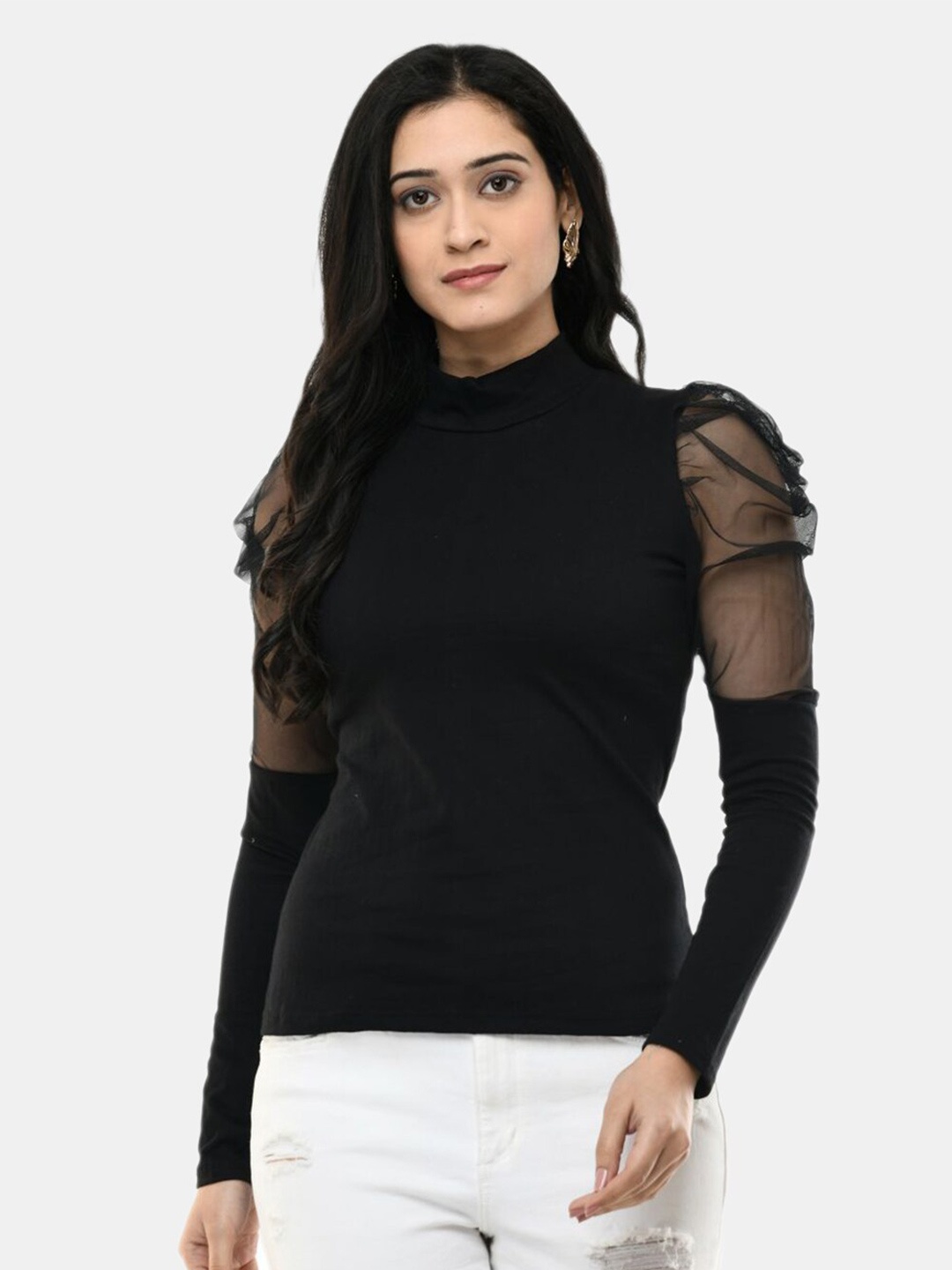 

SAAKAA High Neck Net Top, Black