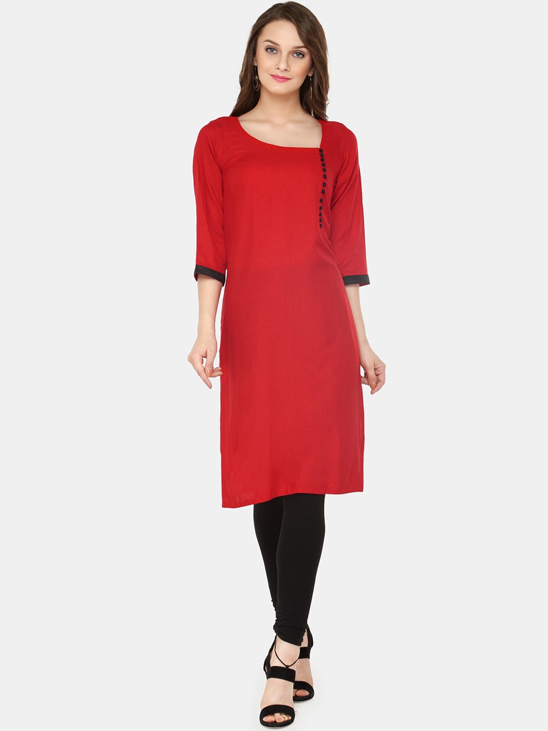 

Enchanted Drapes Women Square Neck Kurta, Red