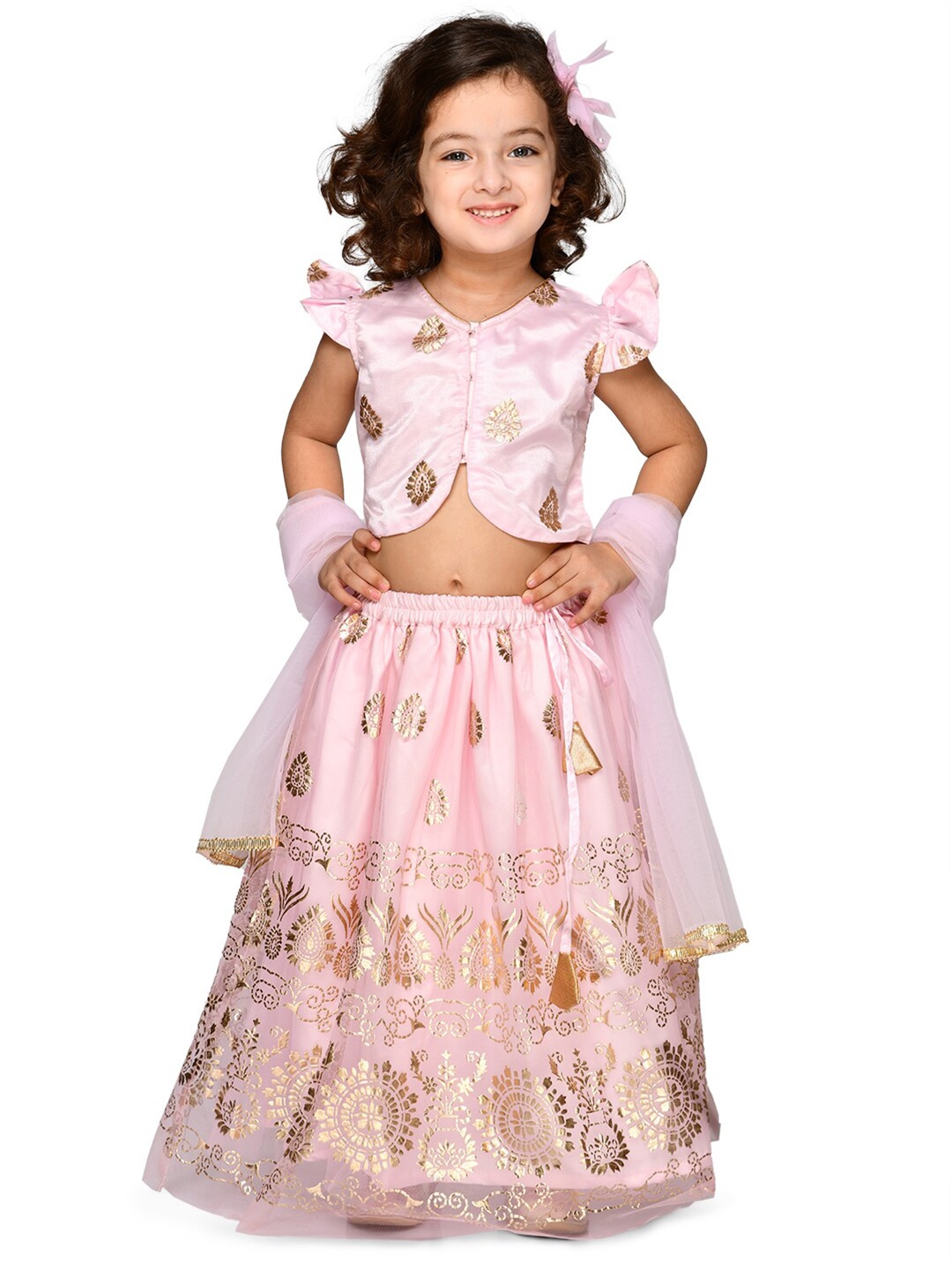 

SAKA DESIGNS Girls Printed Ready to Wear Lehenga & Blouse With Dupatta, Pink