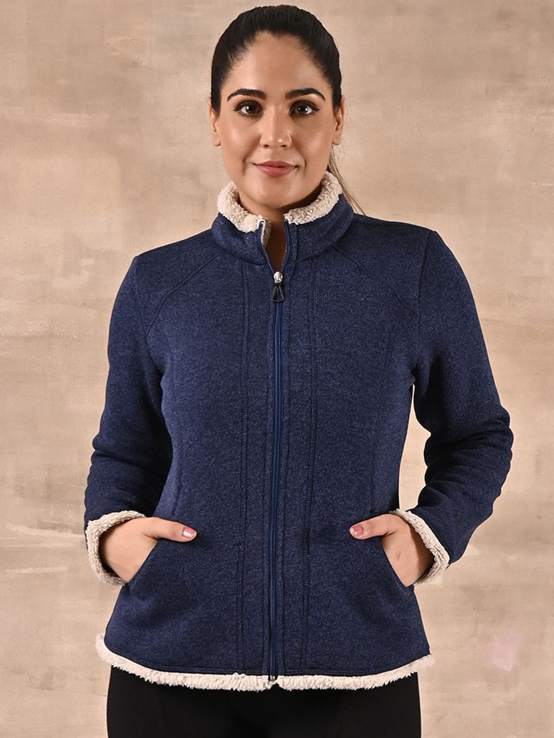 

Lakshita Women Fleece Tailored Jacket, Blue