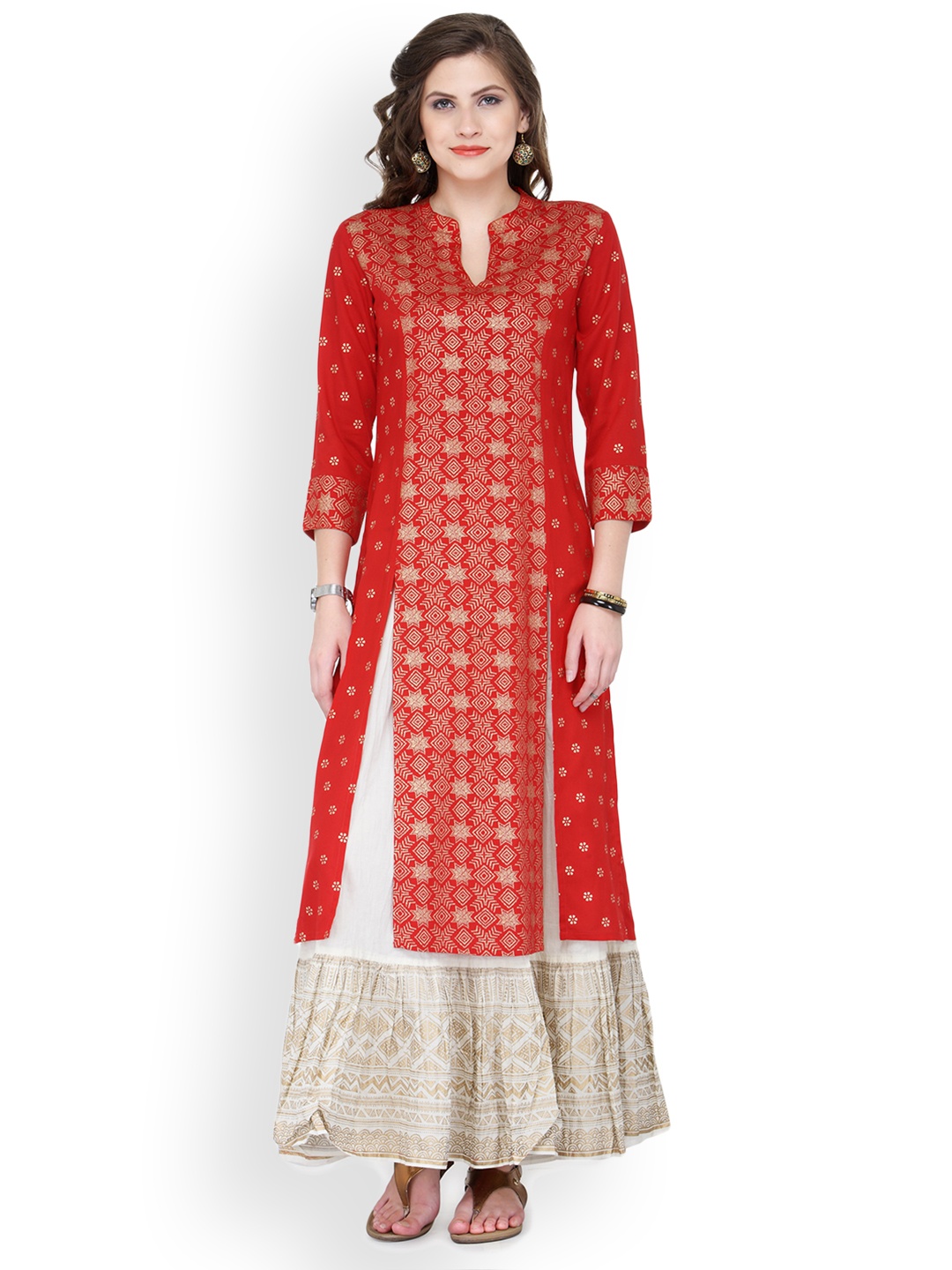

Varanga Women Red Printed Straight Kurta