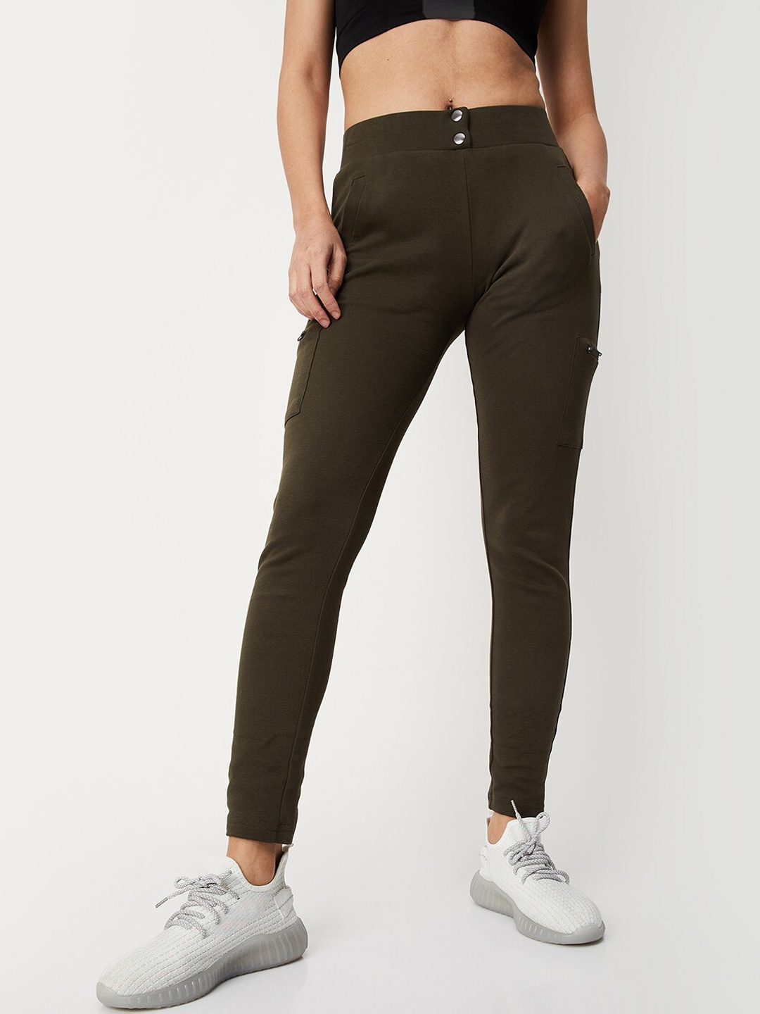 

max Women Pure Cotton Track Pants, Green