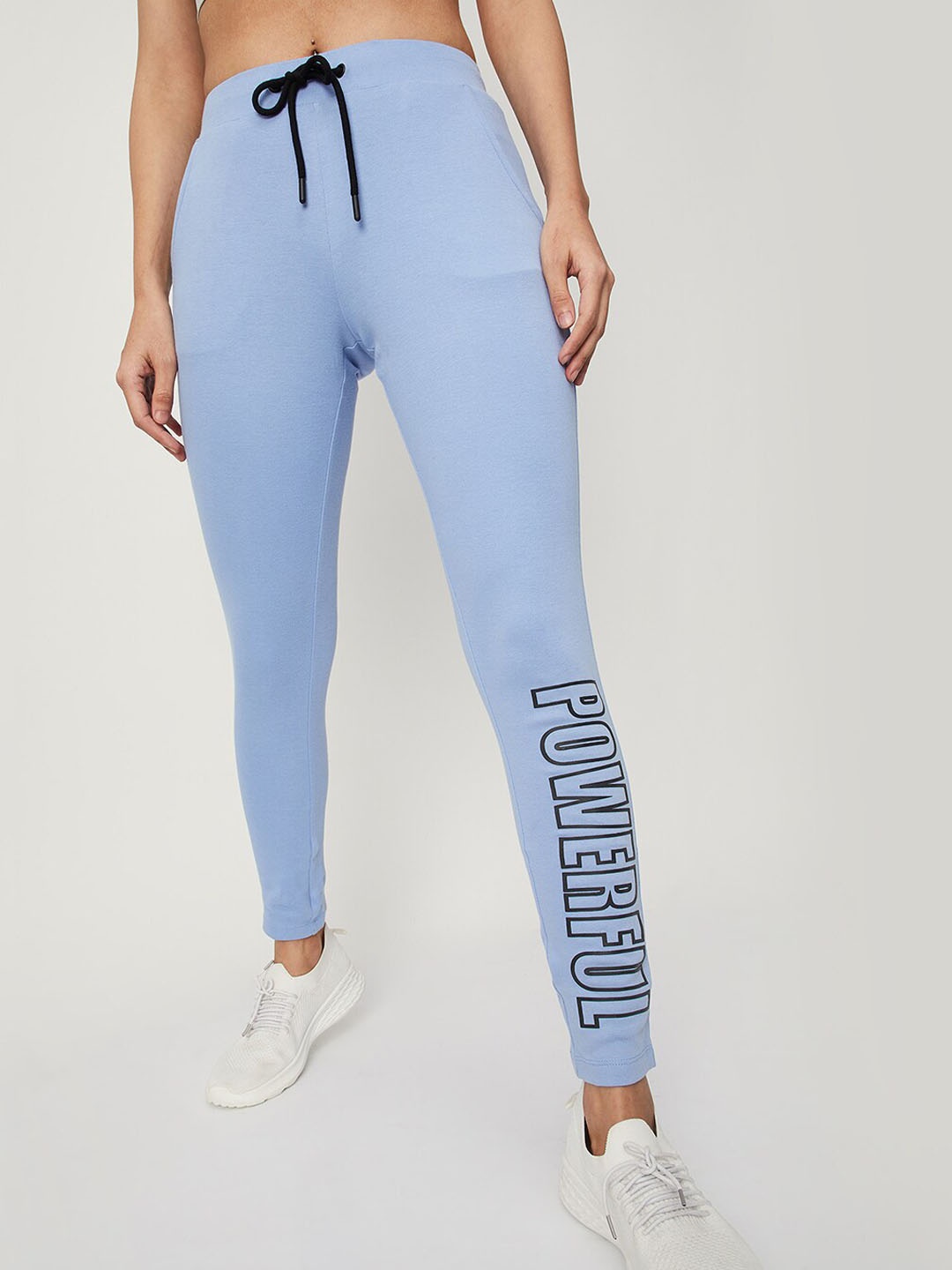 max Women Printed Detail Pure Cotton Track Pant, Blue