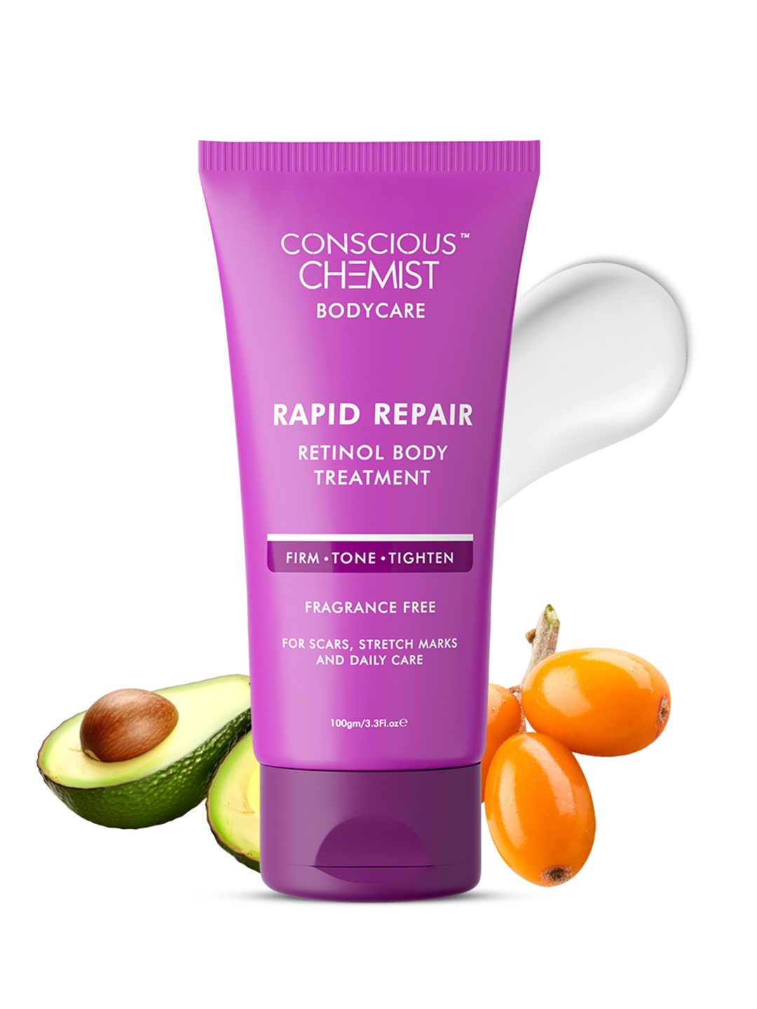 

Conscious Chemist Retinol Body Cream for Stretch Marks, Uneven Skin Tone & Scars - 100g, Lavender