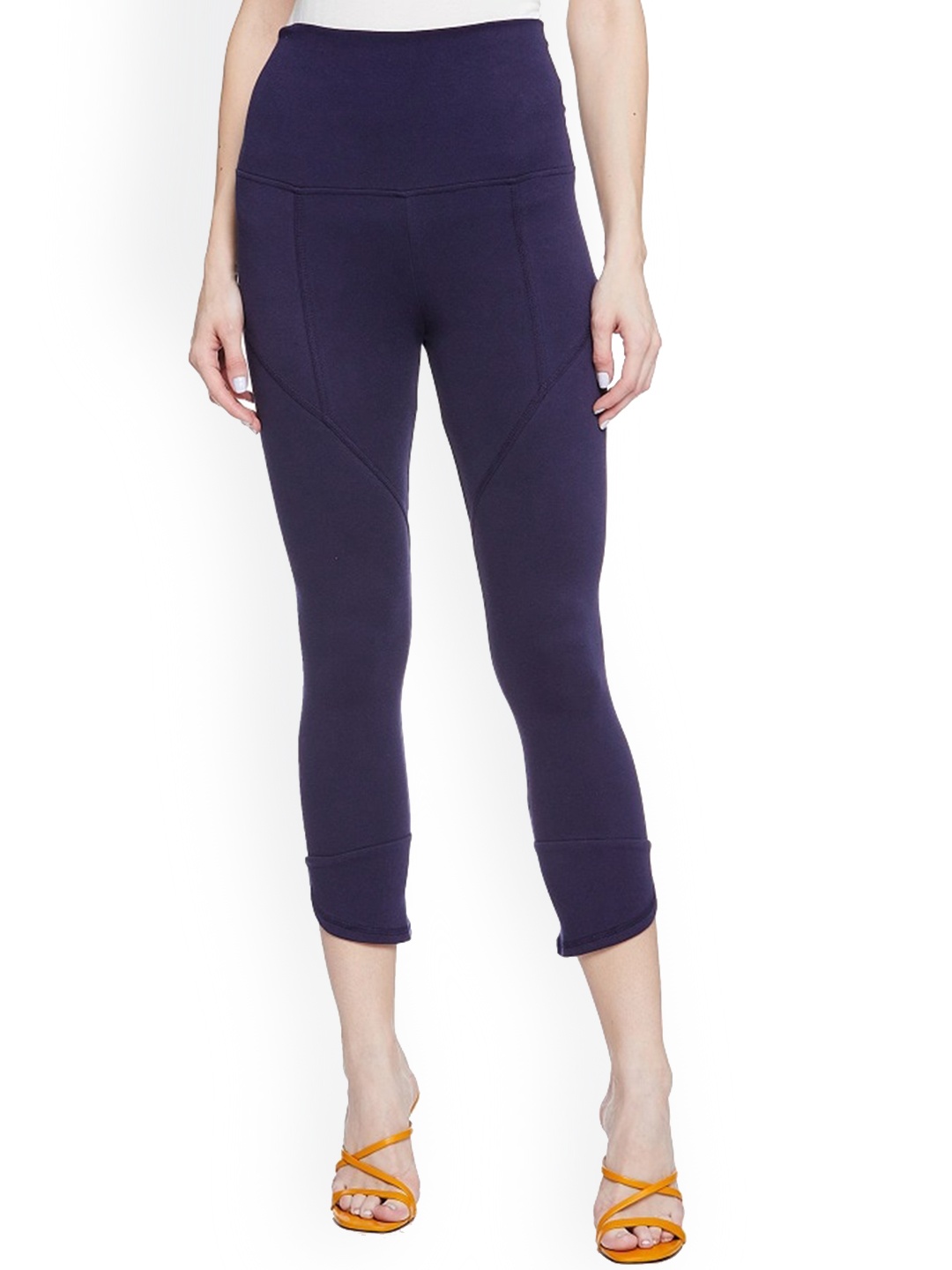 

UNMADE Calf-Length Leggings With Bottom Detail, Navy blue
