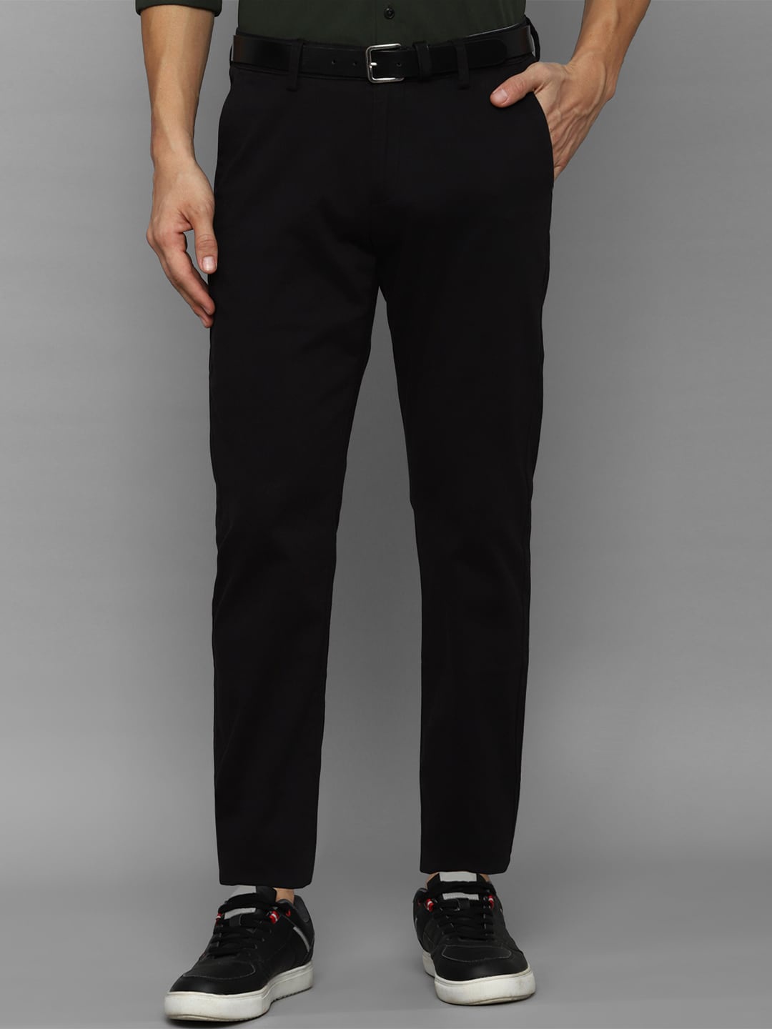

Allen Solly Men Cotton Slim Fit Trousers, Black