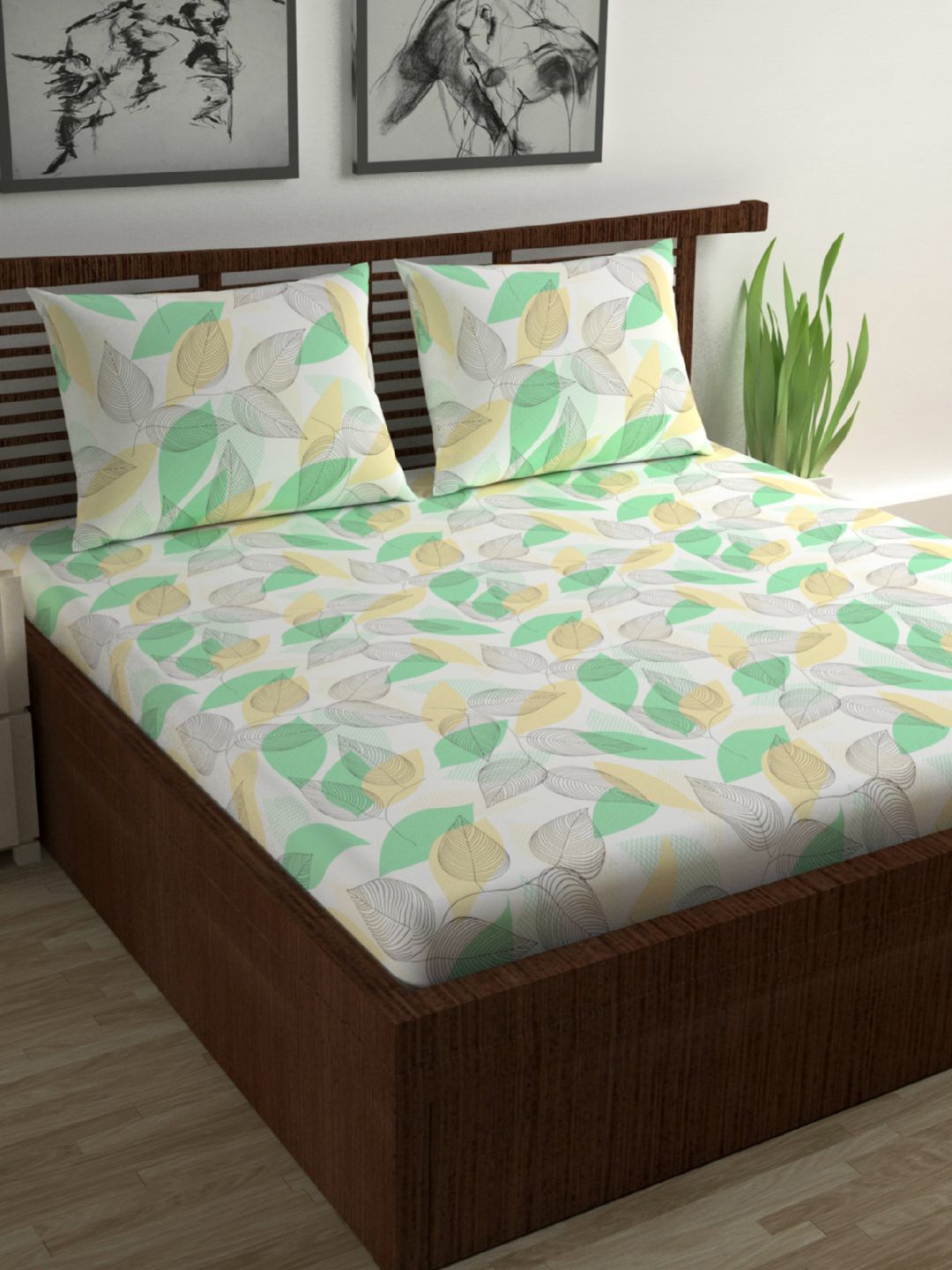 

Divine Casa Green 144 TC Flat 100% Cotton Double Bedsheet With 2 Pillow Covers