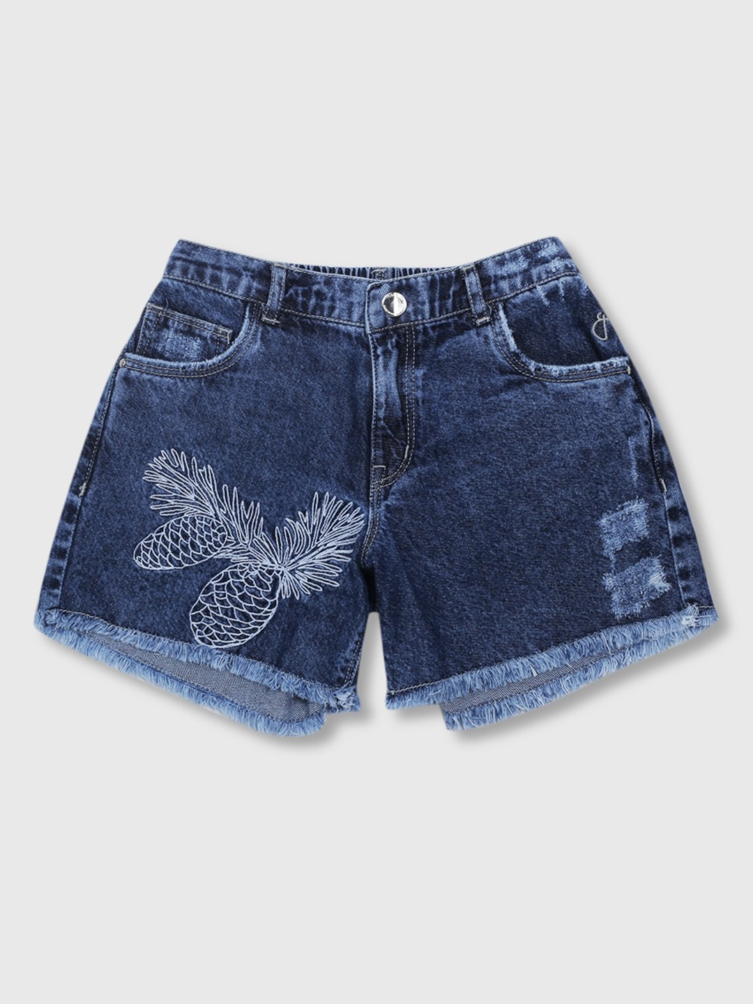 

Gini and Jony Girls Mid-Rise Washed Denim Shorts, Blue