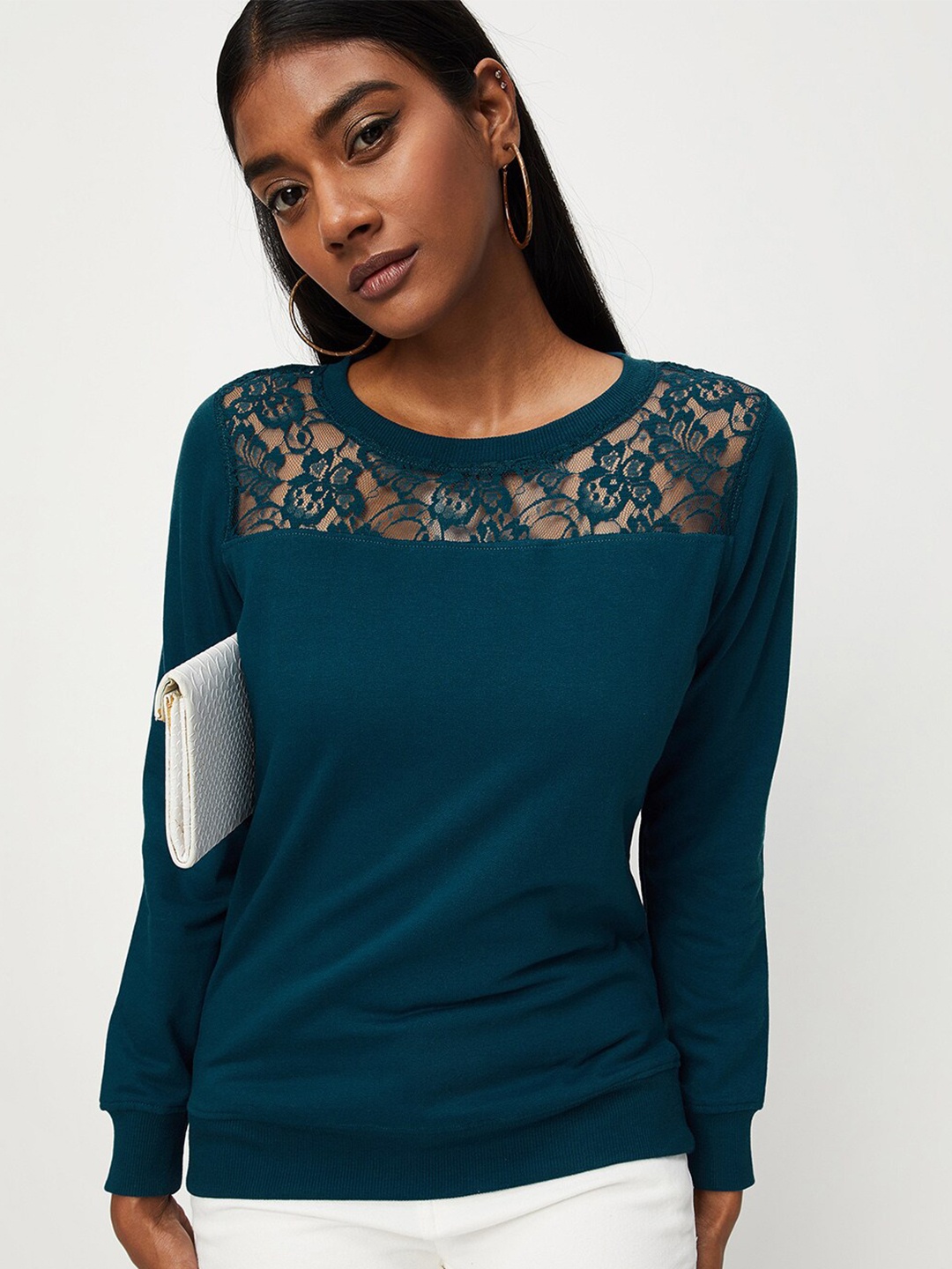 

max Women Round Neck Sweatshirt, Teal