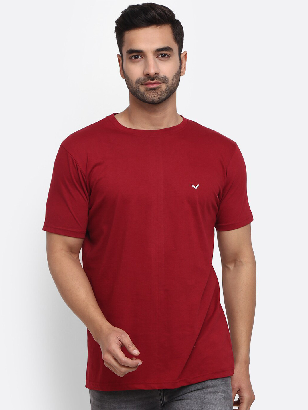 

V-Mart Men Single Jersey Cotton T-shirt, Maroon