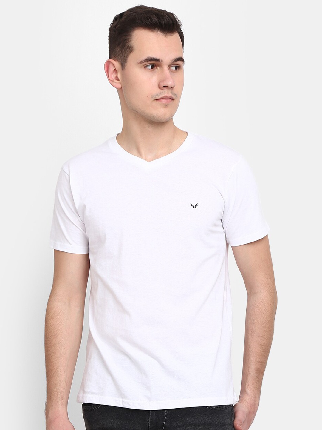 

V-Mart Men V-Neck Cotton T-shirt, White