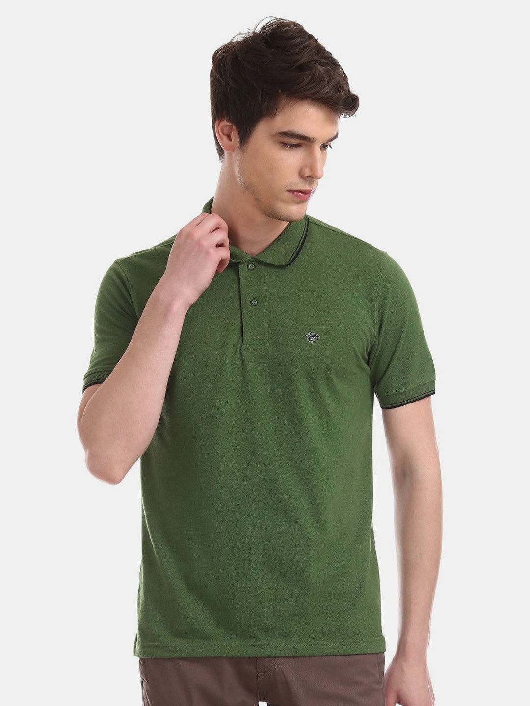 

V-Mart Men Polo Collar Cotton T-shirt, Green