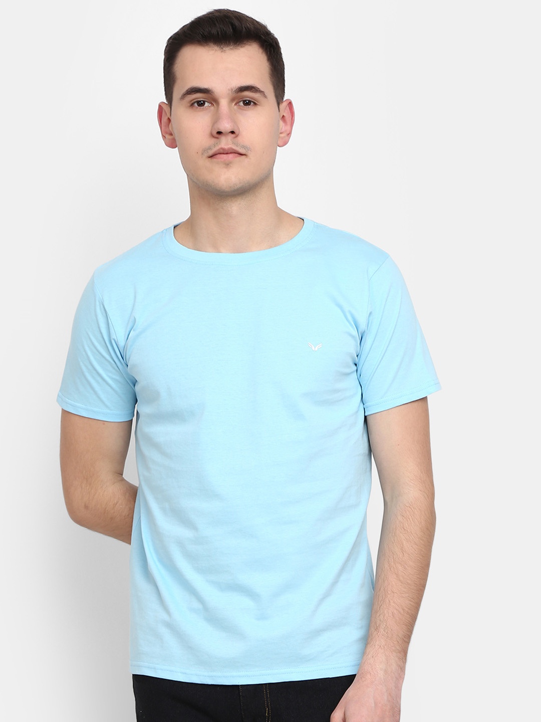 

V-Mart Men Round Neck Cotton T-shirt, Blue