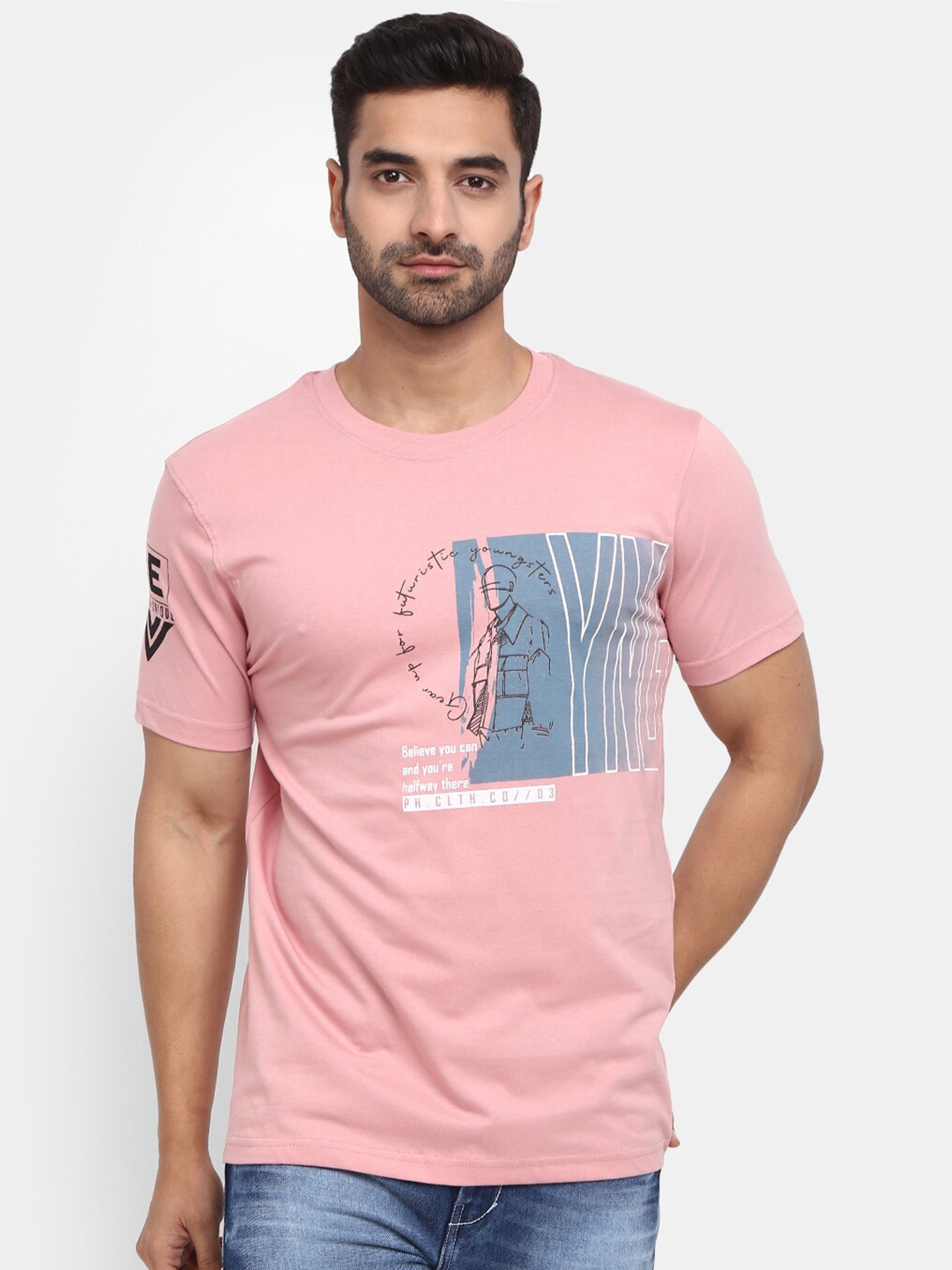 

V-Mart Men Typography Printed Cotton T-shirt, Peach