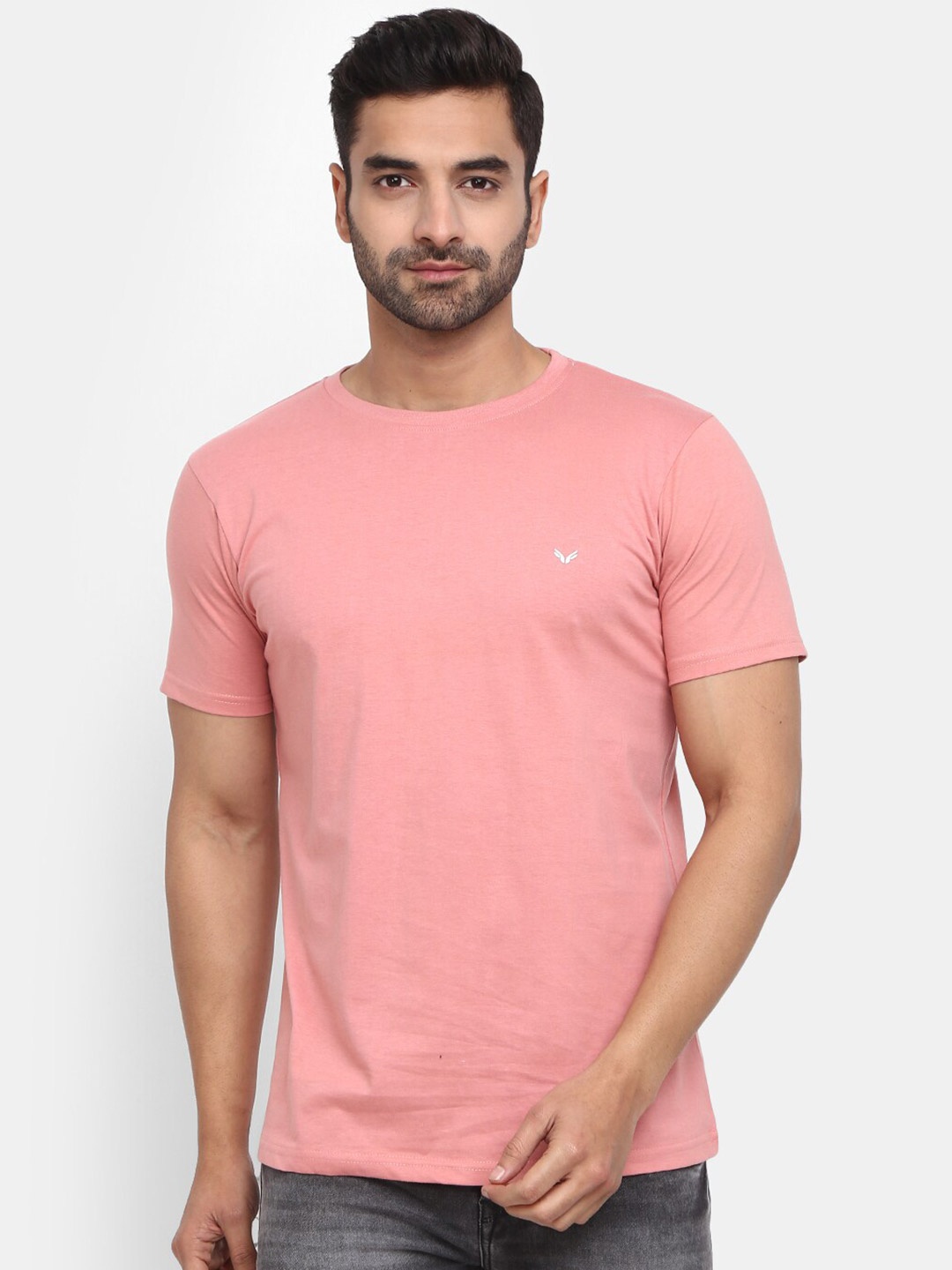 

V-Mart Men Slim Fit Cotton T-shirt, Pink