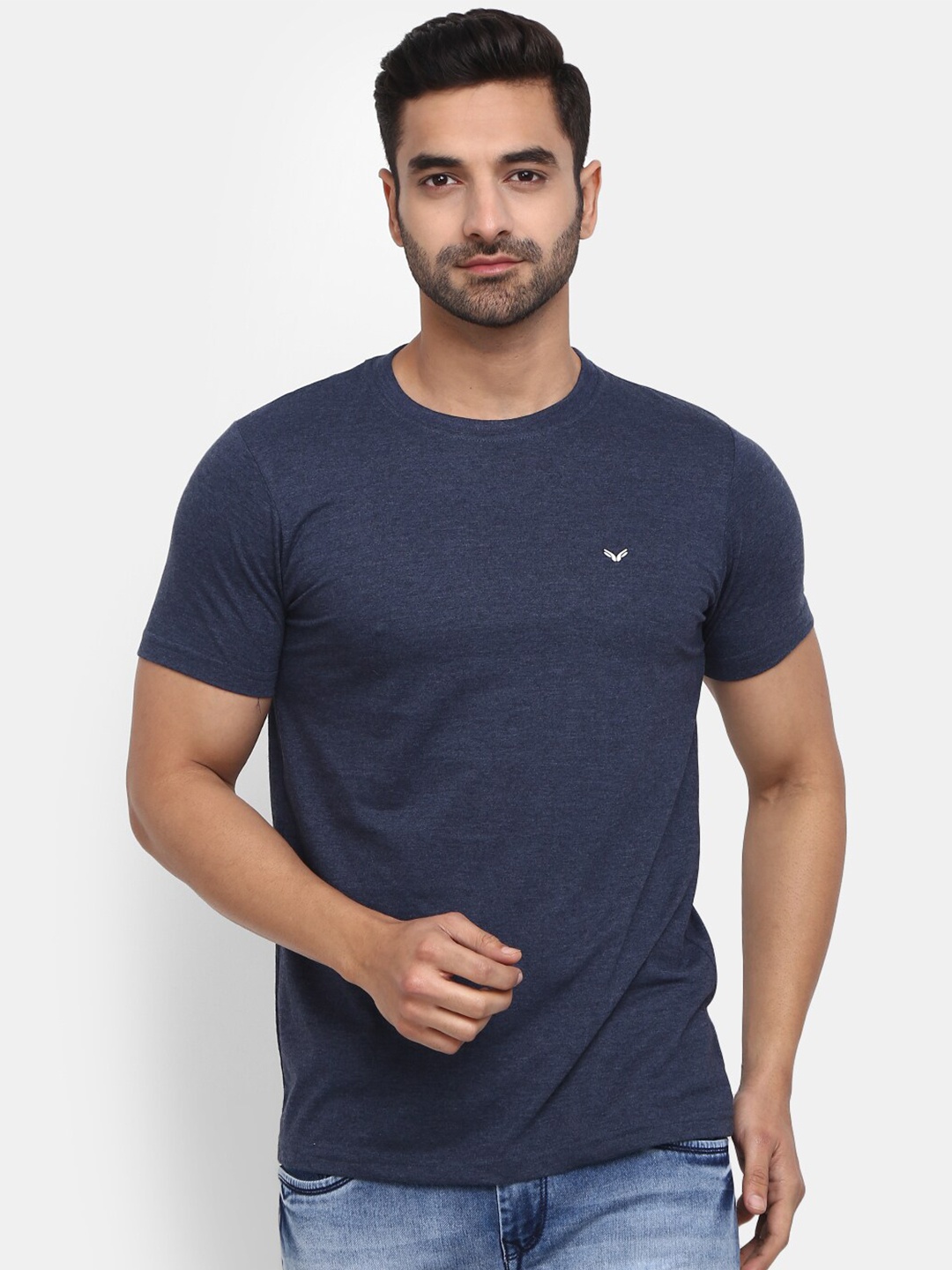 

V-Mart Men Slim Fit Cotton T-shirt, Blue