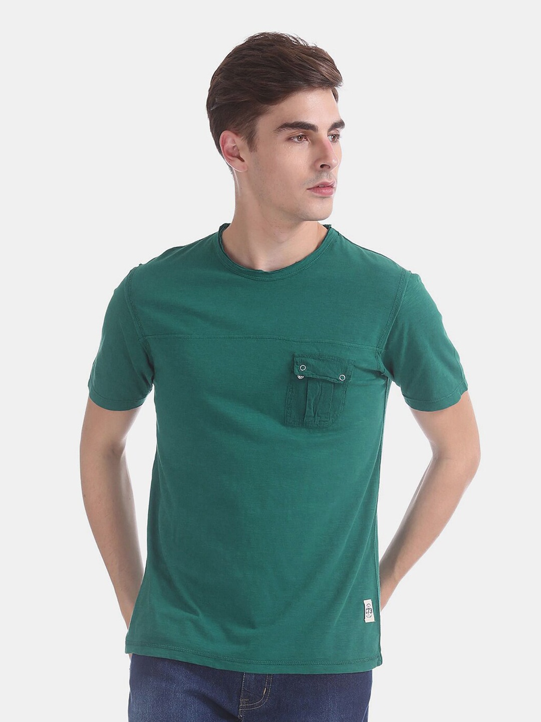 

V-Mart Men Cotton T-shirt, Green