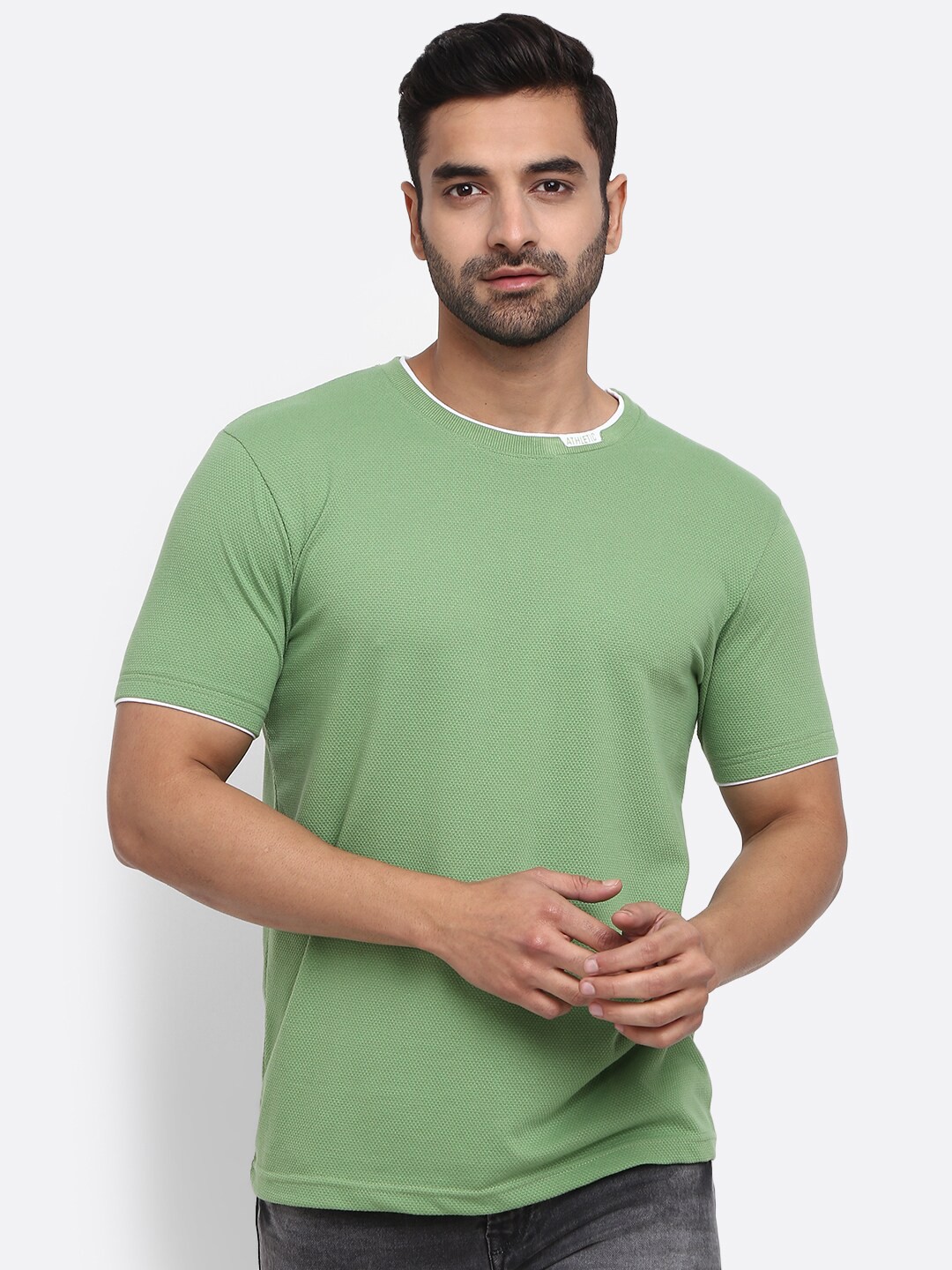 

V-Mart Men Slim Fit Cotton T-shirt, Green