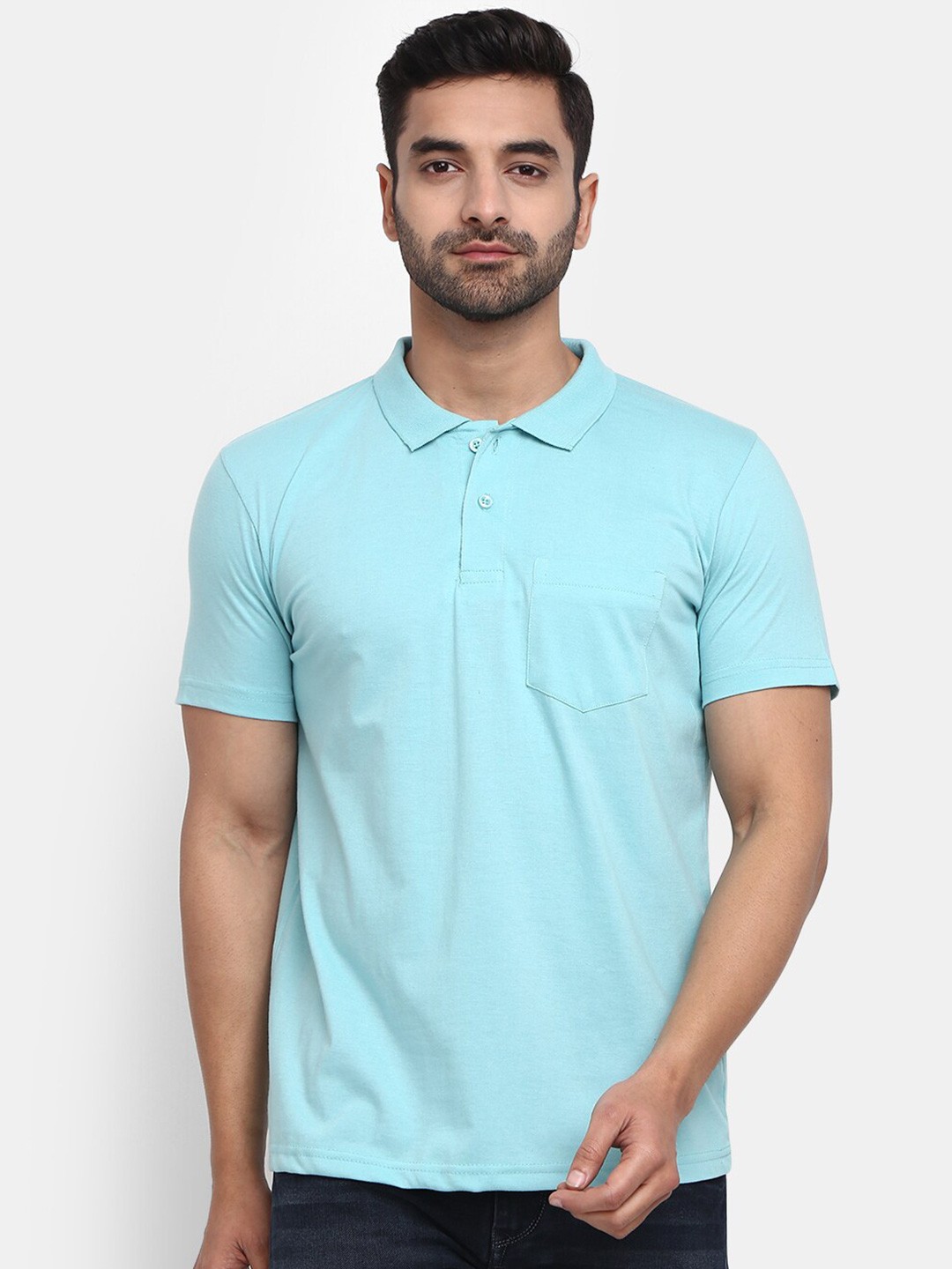 

V-Mart Men Polo Collar Cotton T-shirt, Blue