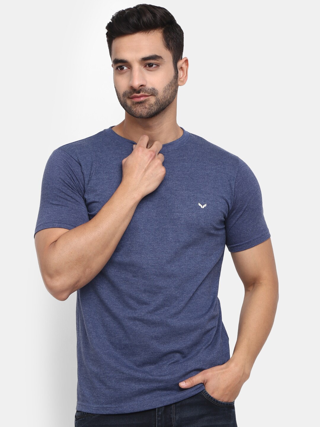 

V-Mart Men Slim Fit Cotton T-shirt, Blue