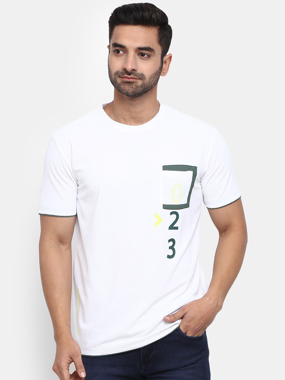 

V-Mart Men Round Neck Slim Fit T-shirt, White