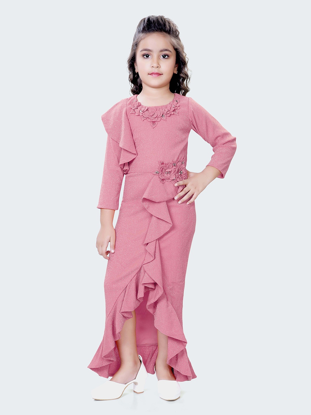 

Hunny Bunny Girls Floral Ruffled Maxi Dress, Pink