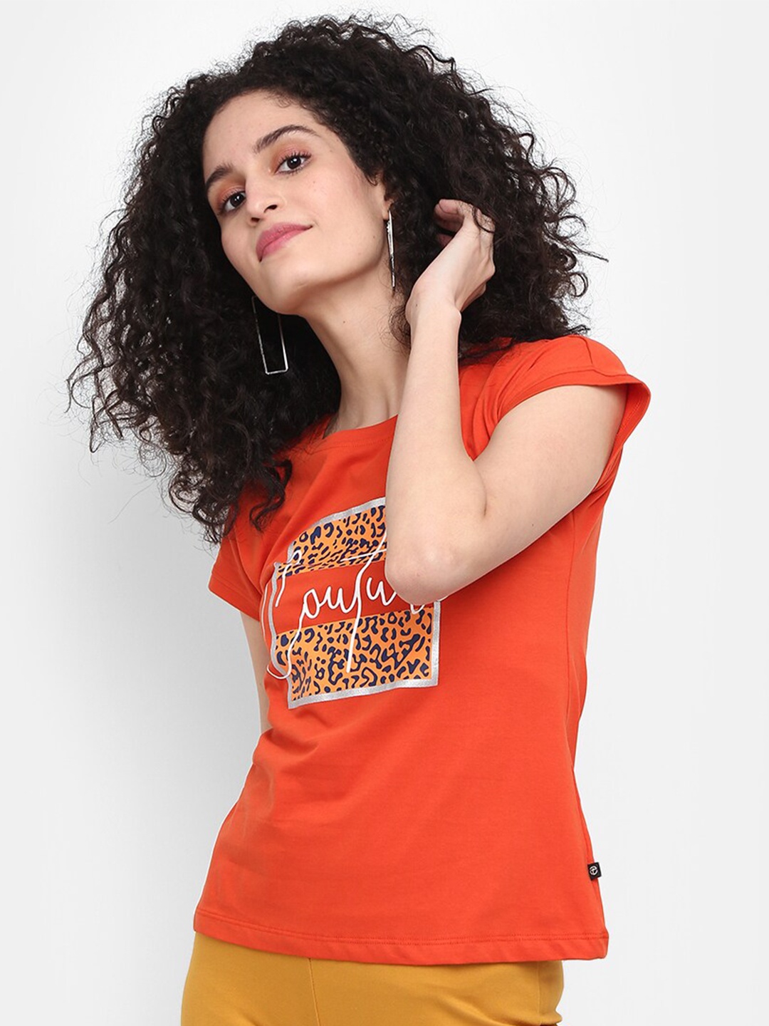 

V-Mart Women Graphic Printed Cotton T-shirt, Orange