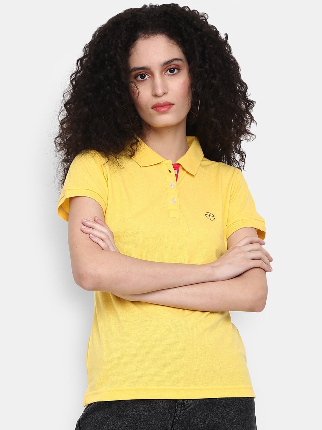 

V-Mart Women Polo Collar Cotton T-shirt, Yellow