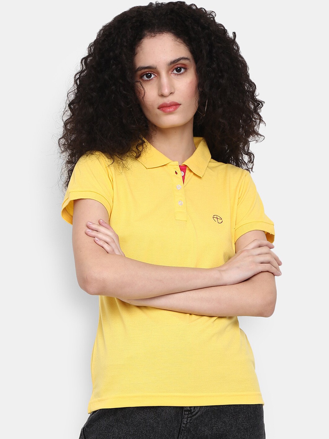 

V-Mart Women Polo Collar Cotton T-shirt, Yellow