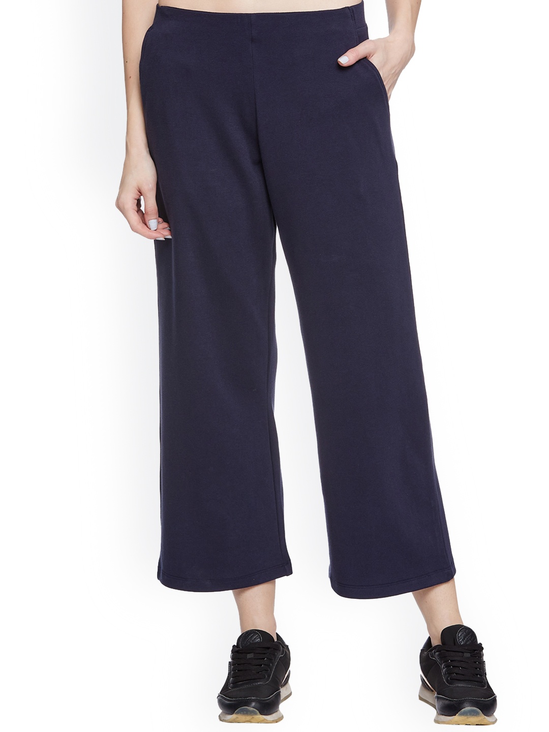 

UNMADE Women Culottes Mid Rise Regular Fit Trousers, Navy blue