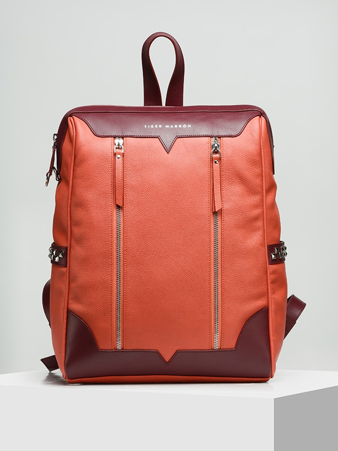 

TIGER MARRON Women Colourblocked Contrast Detail Backpack, Orange