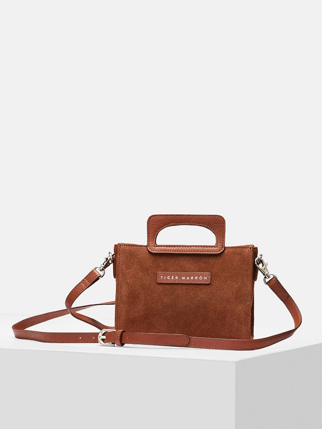 

TIGER MARRON Tan Leather Swagger Satchel
