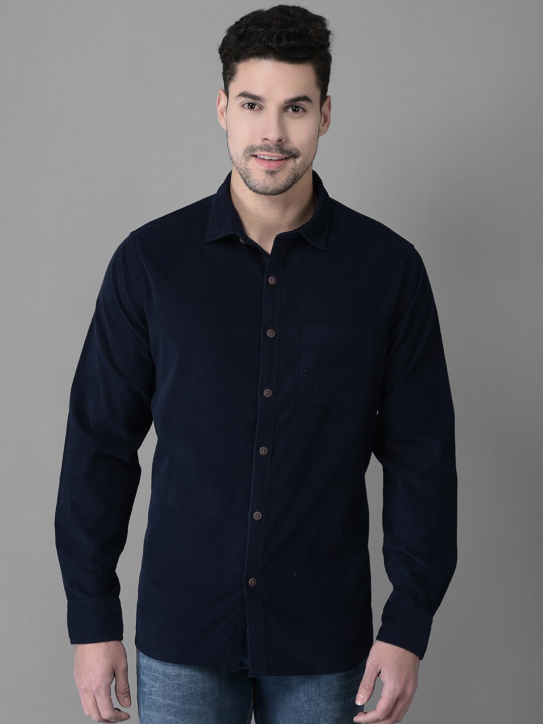 

Canary London Men Smart Slim Fit Casual Cotton Shirt, Navy blue