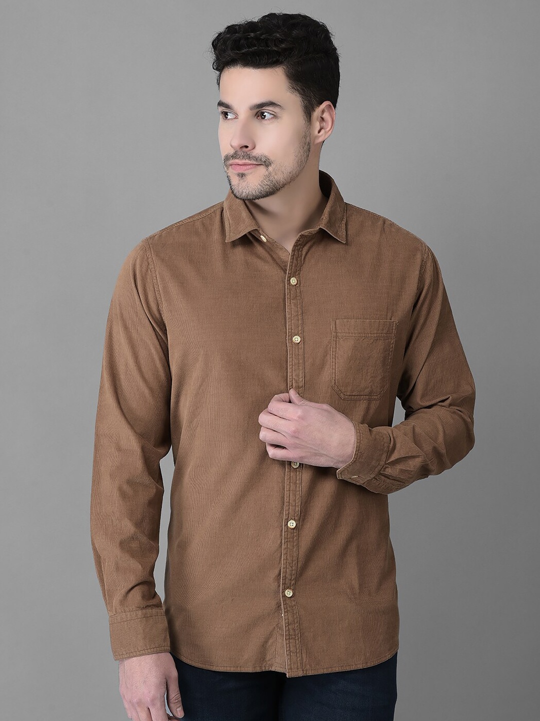 

Canary London Men Smart Slim Fit Casual Shirt, Khaki