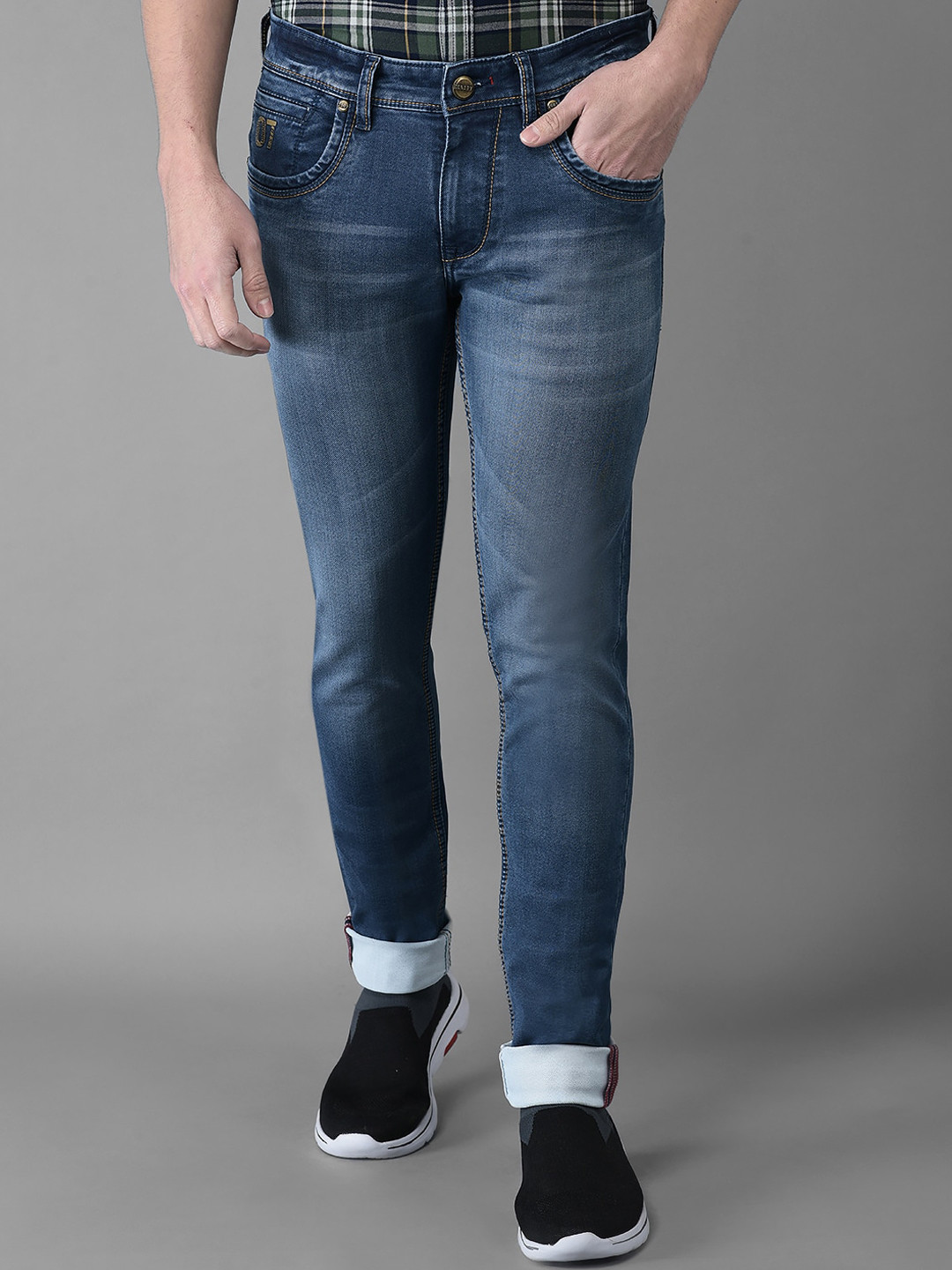 

Canary London Men Smart Skinny Fit Low-Rise Cotton Heavy Fade Stretchable Jeans, Blue